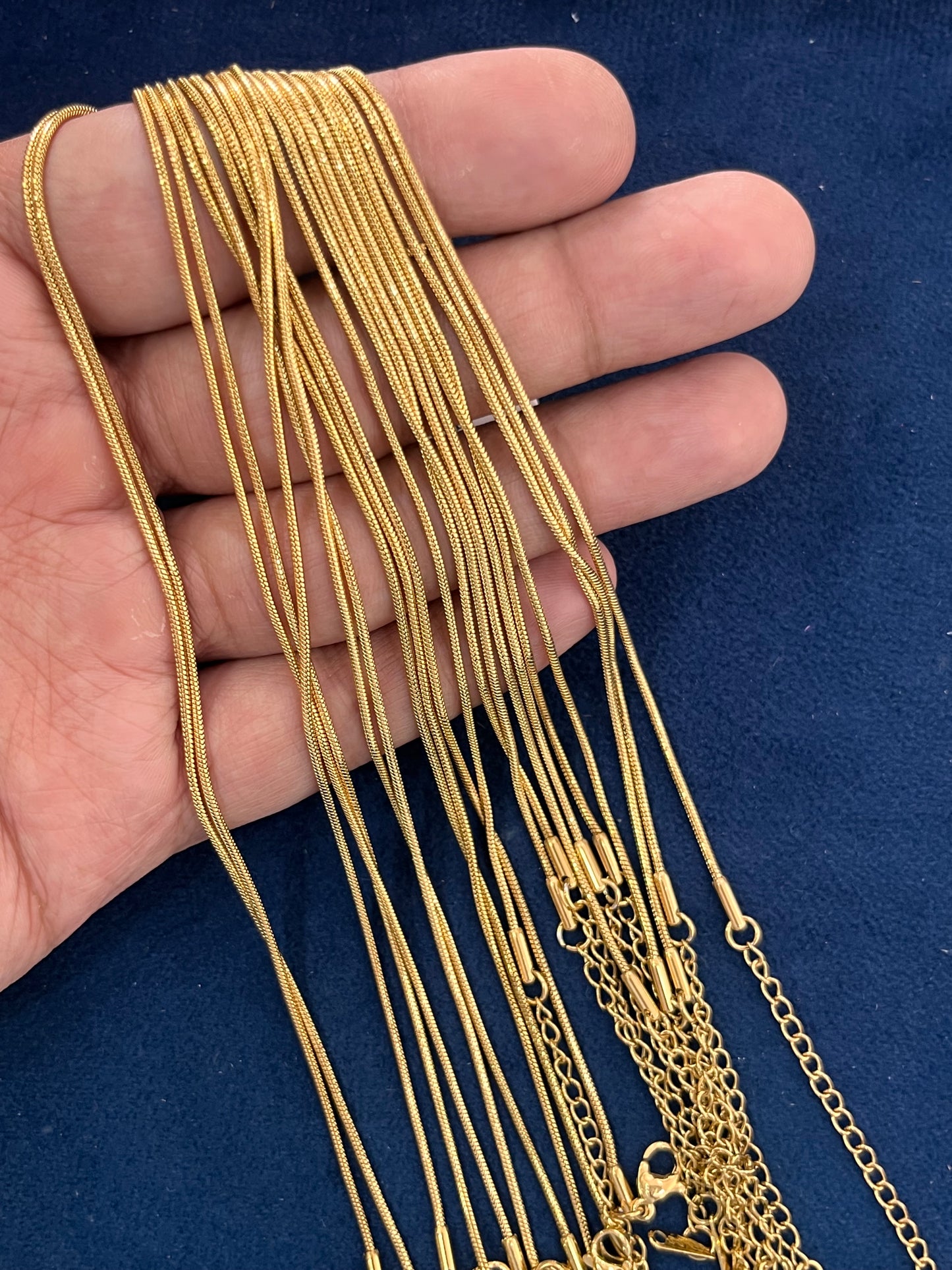 Stainless Steel Chains (Golden) (Pack of 10) (No. 5)