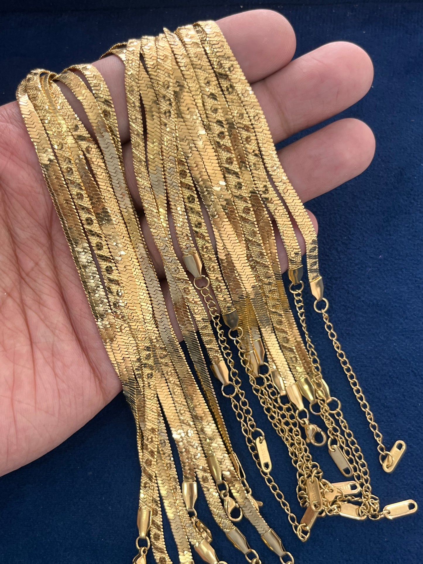 Stainless Steel Chains (Golden) (Pack of 10) (No. 14)