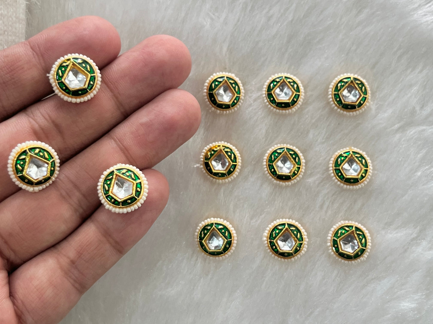 Meenakari Kundan (Round) (14 mm) (AGMK107) (12 Pcs)