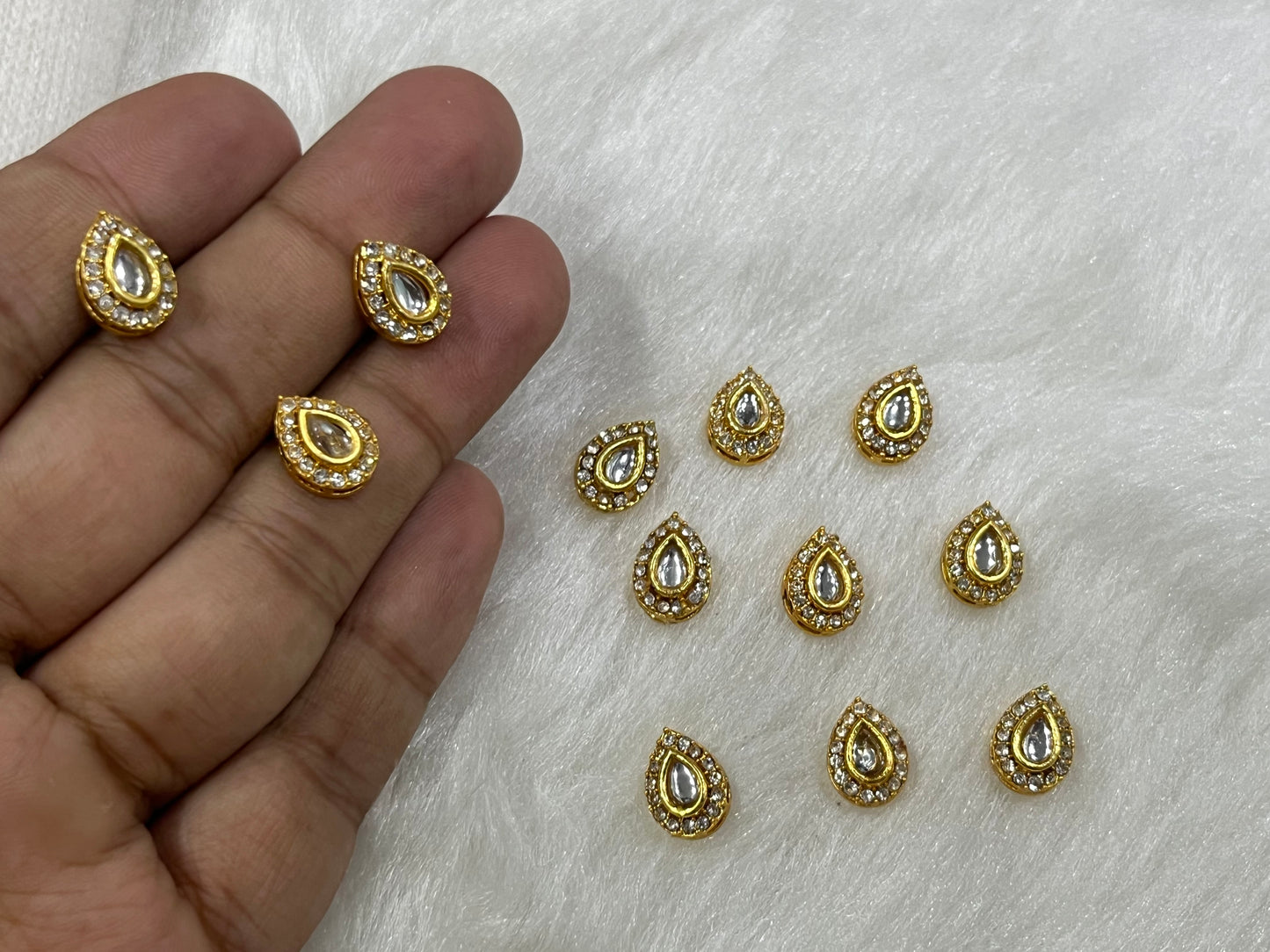 Meenakari Kundan (Drop) (12 mm) (AGMK104) (12 Pcs)