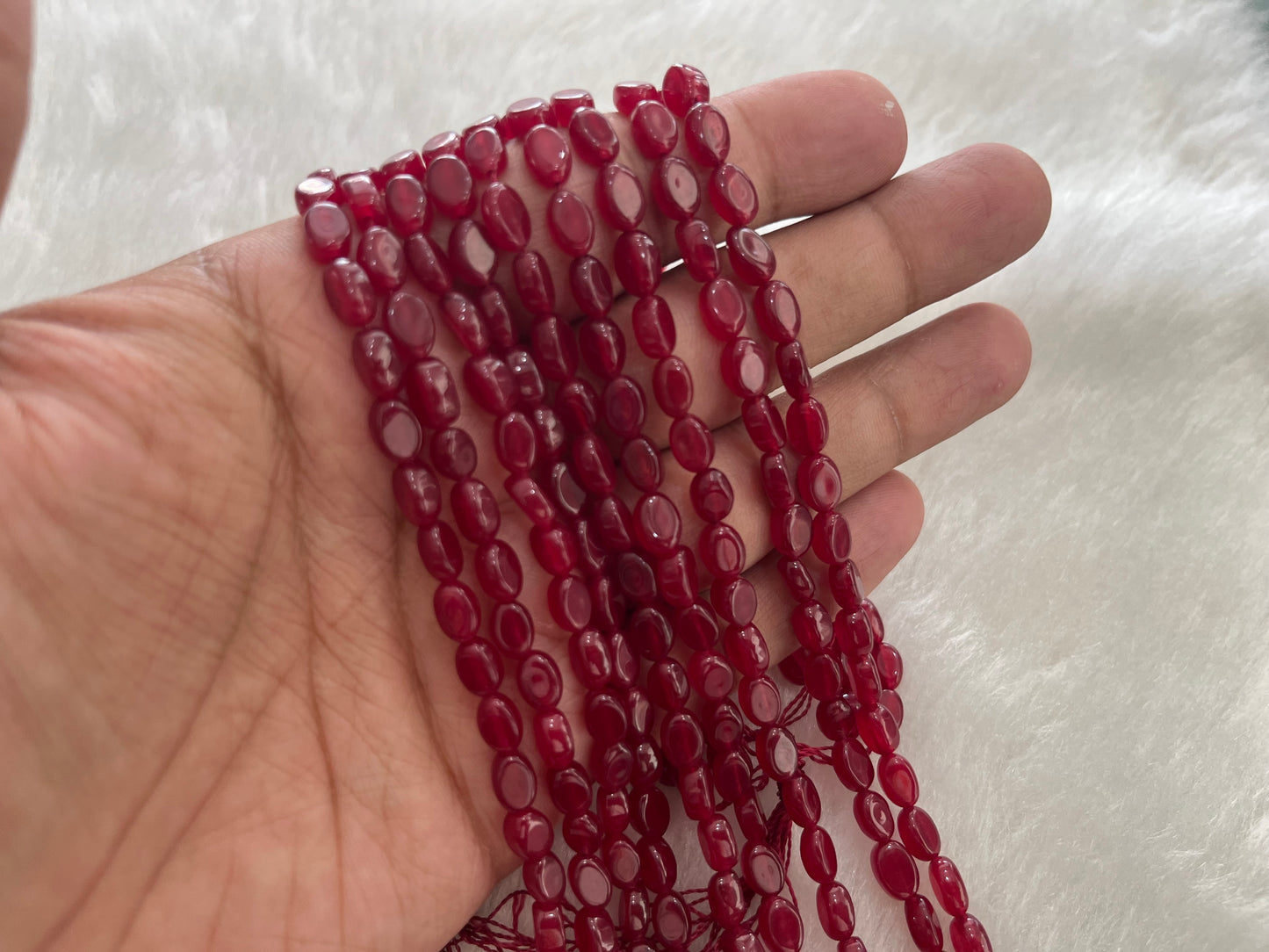 Semi-Precious Uncut Oval Beads (5x6 mm)