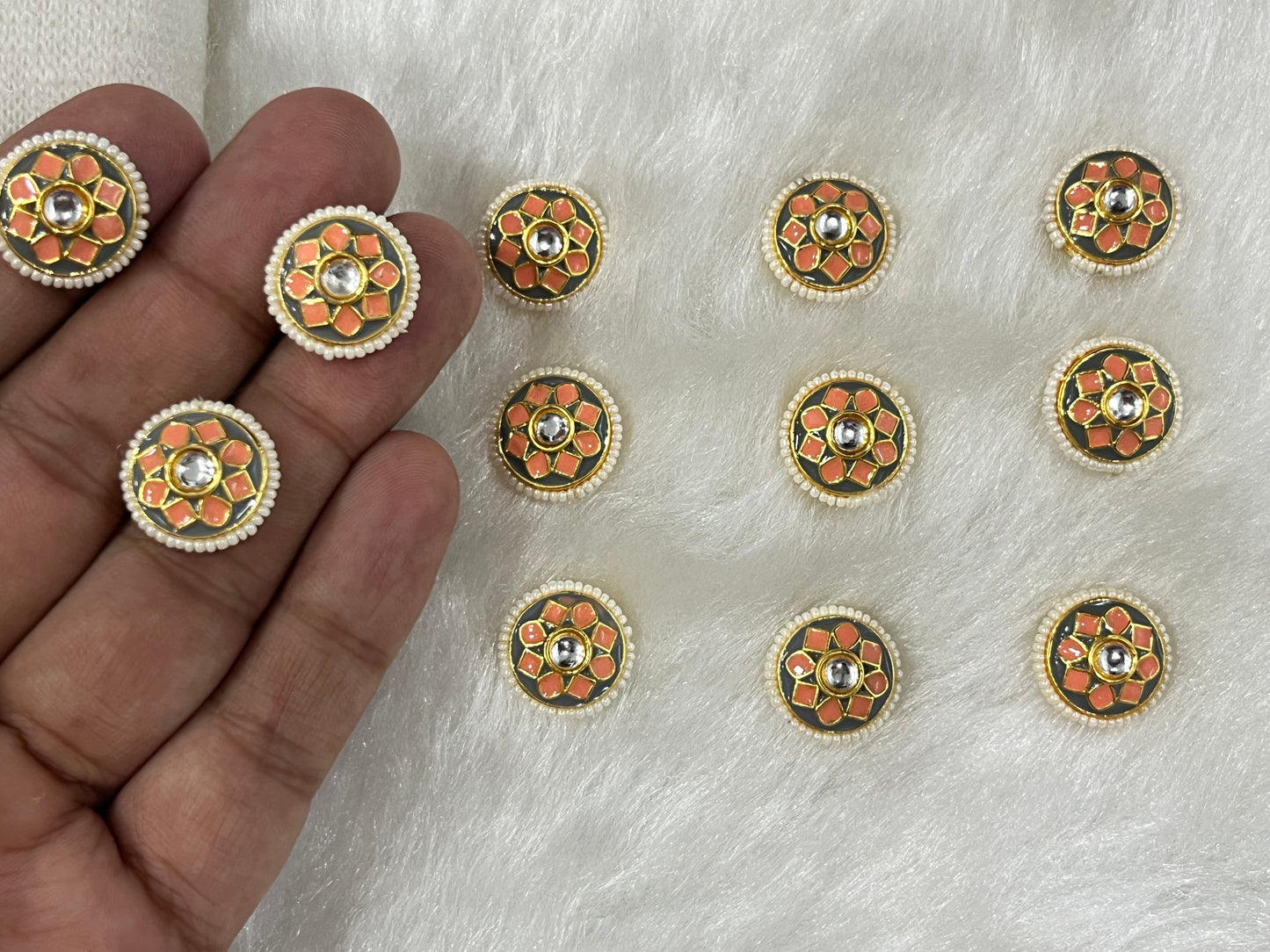 Meenakari Kundan (Flower) (16 mm) (AGMK102)(16 Pcs)