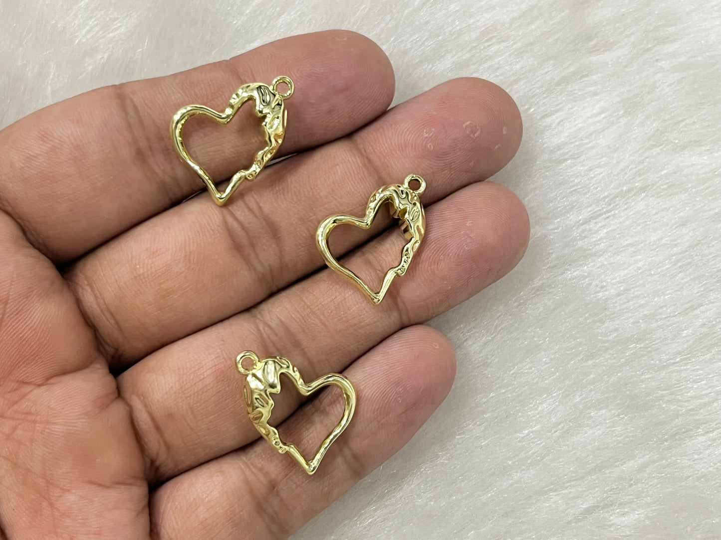 Heart Charms (AGWS266) (5 Pcs)(25 mm)