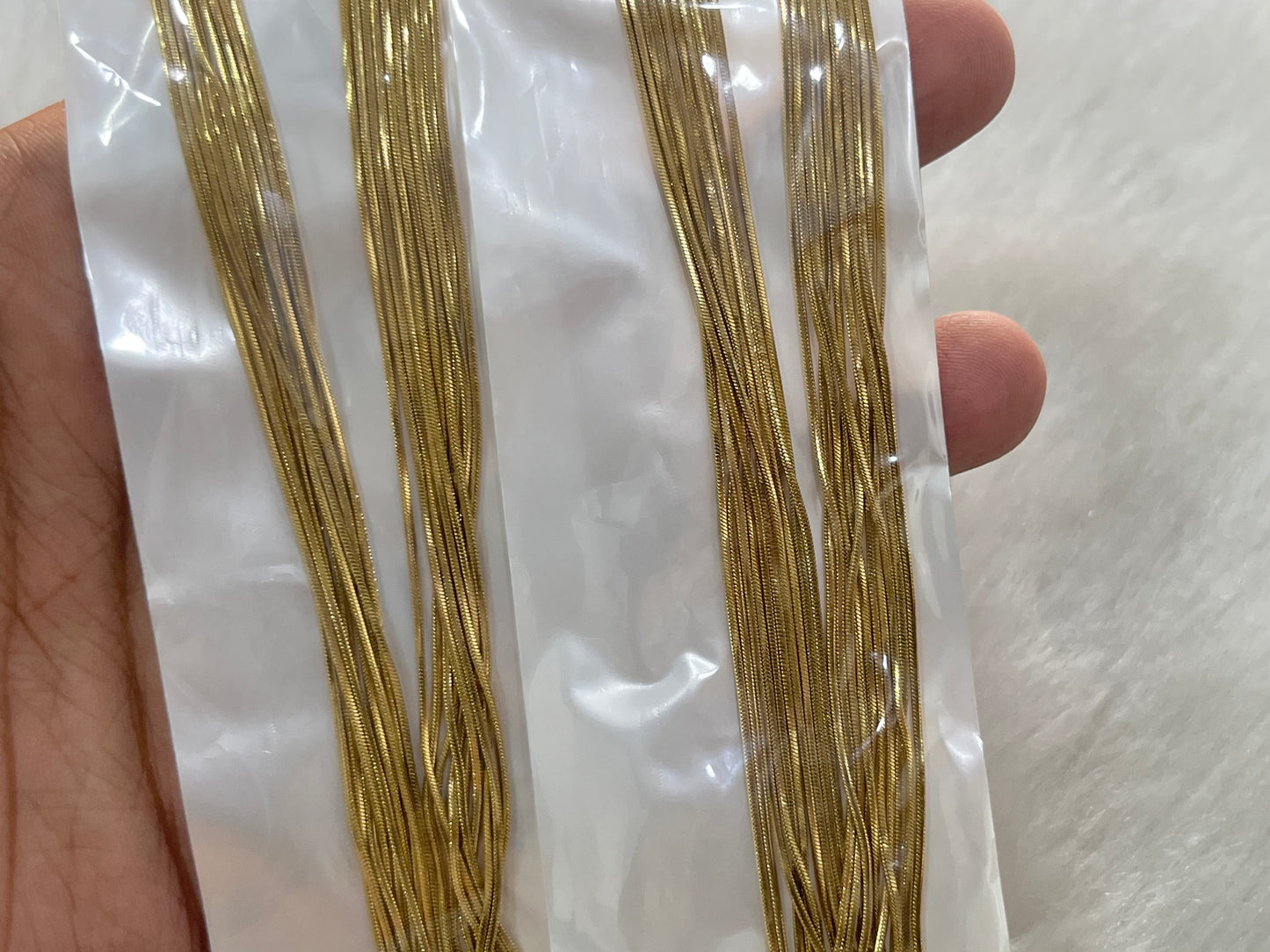 Stainless Steel Chains (Golden) (Pack of 10) (No. 5)