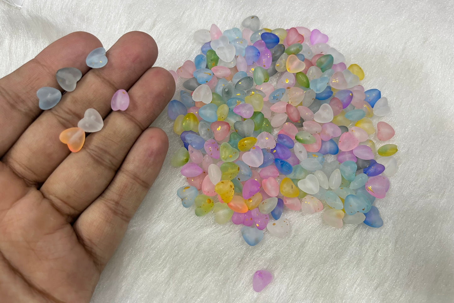 Frosted Heart Beads (50 grams) (10 mm)