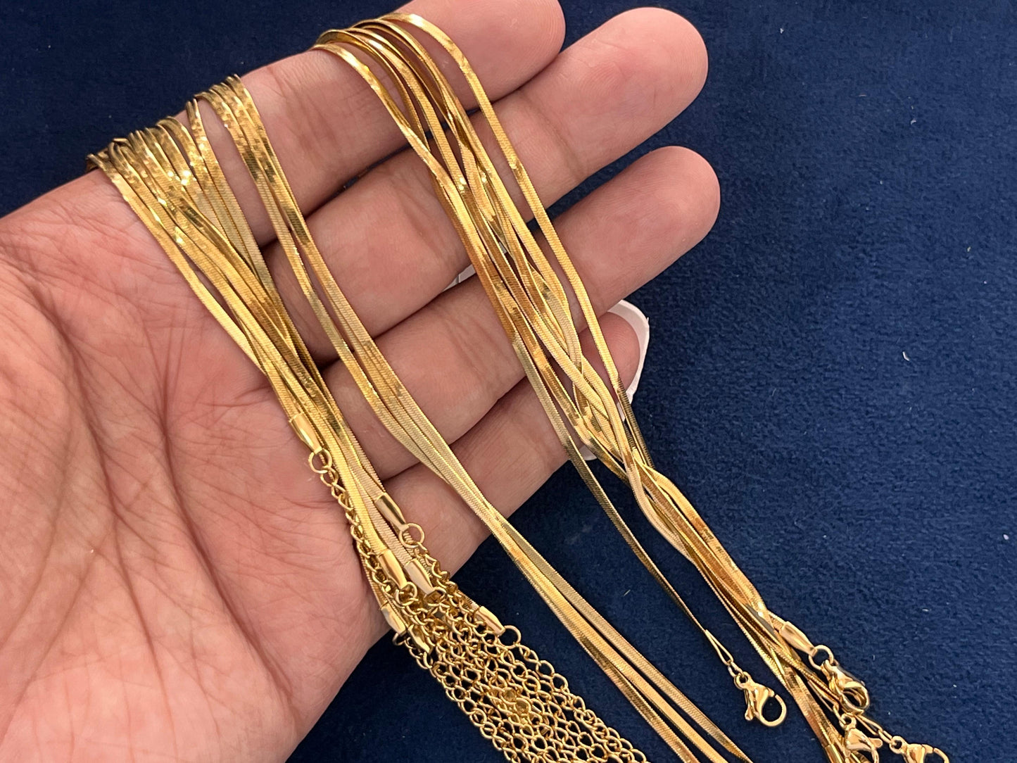 Stainless Steel Chains (Golden) (Pack of 10) (No. 9)