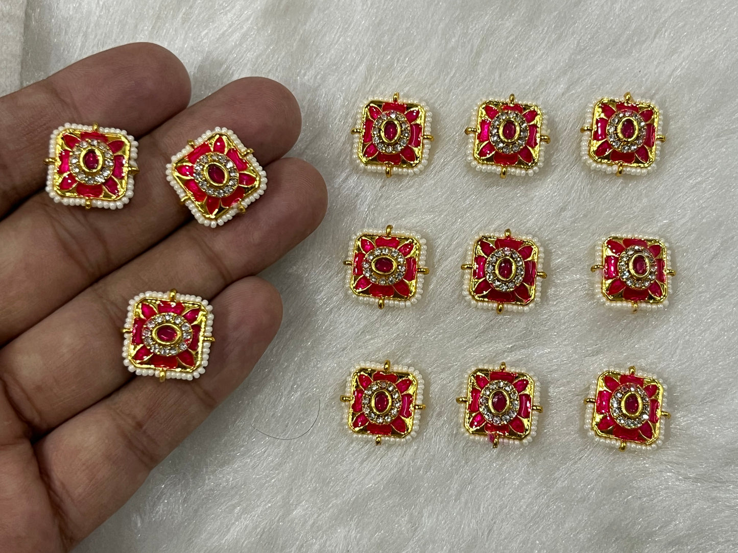 Meenakari Kundan (Square) (17 mm) (AGMK105) (12 Pcs)