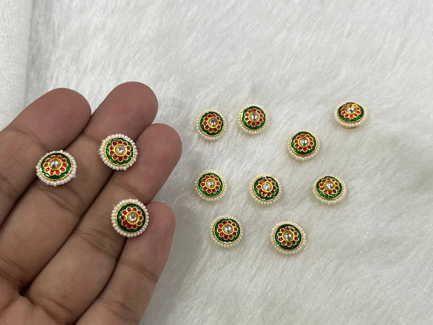 Meenakari Kundan (Flower) (12 mm) (AGMK101)(24 Pcs)
