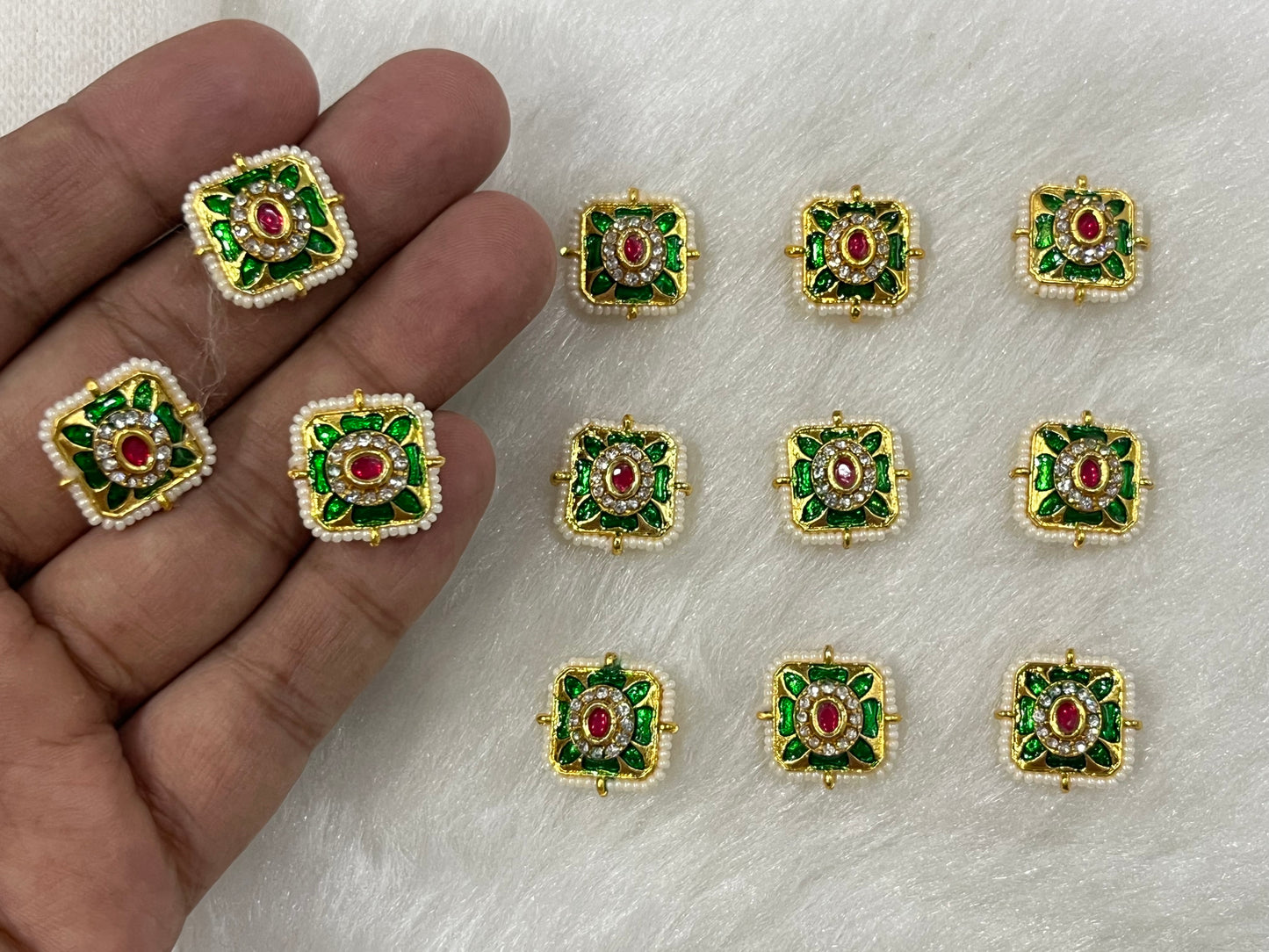 Meenakari Kundan (Square) (17 mm) (AGMK105) (12 Pcs)