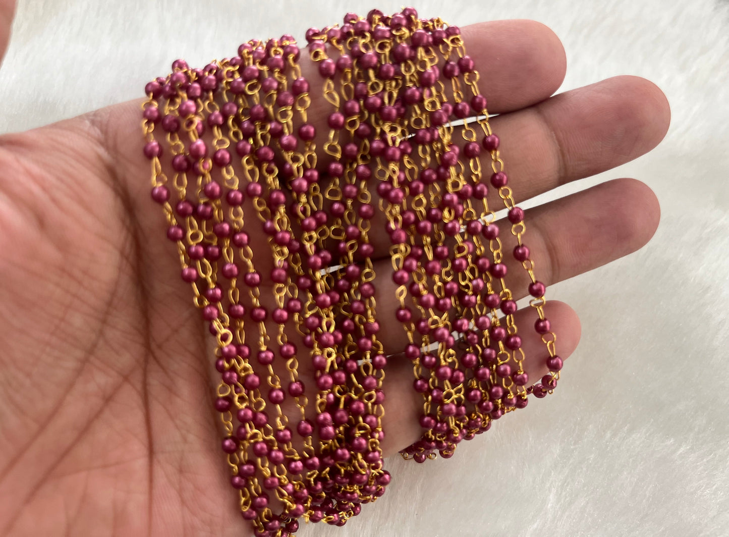 Coloured Pearl Link Chains (5 Mtr Bunch) (3 mm)