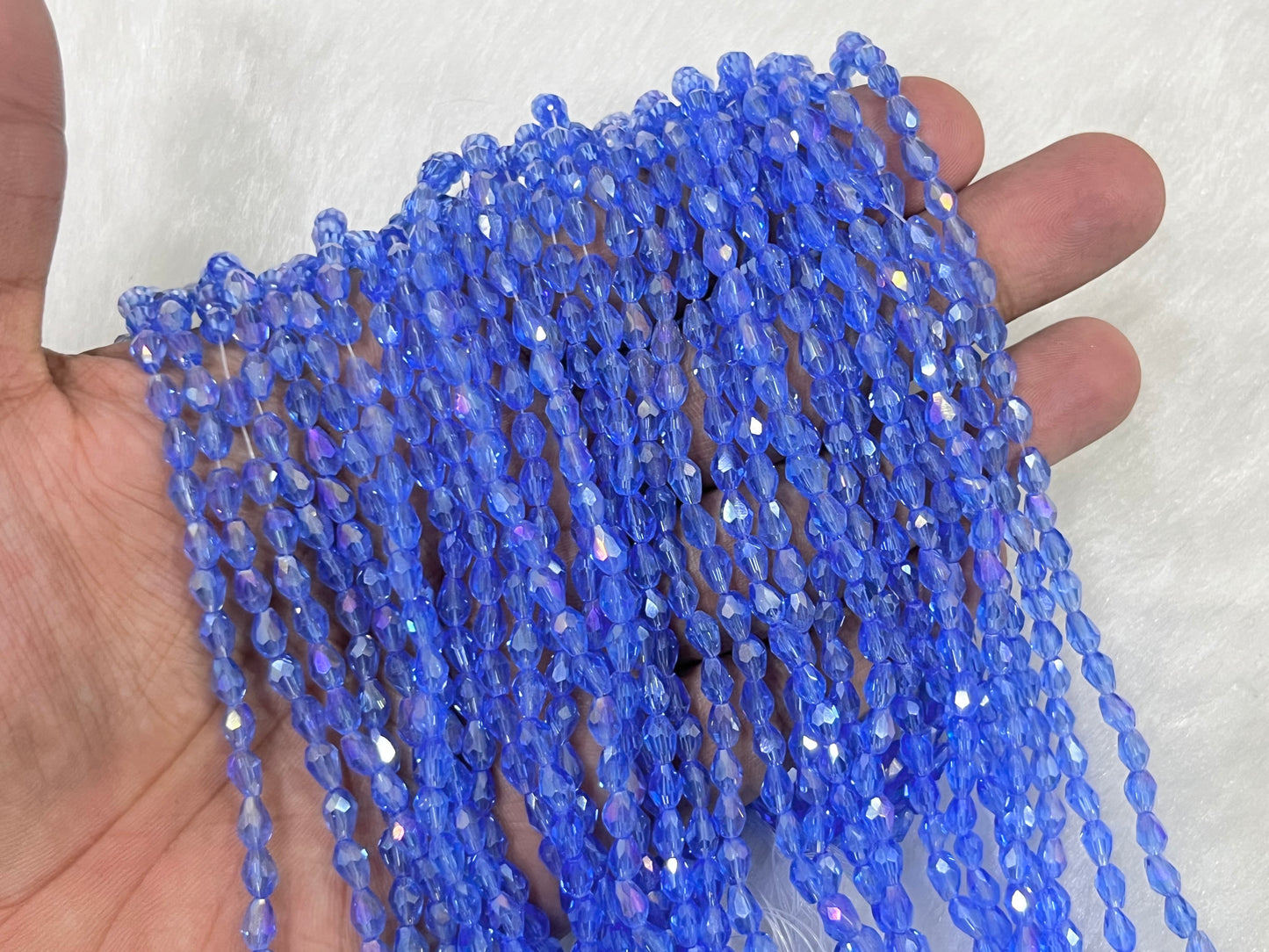 Drop Crystal Beads (4x6 mm) (Rainbow)