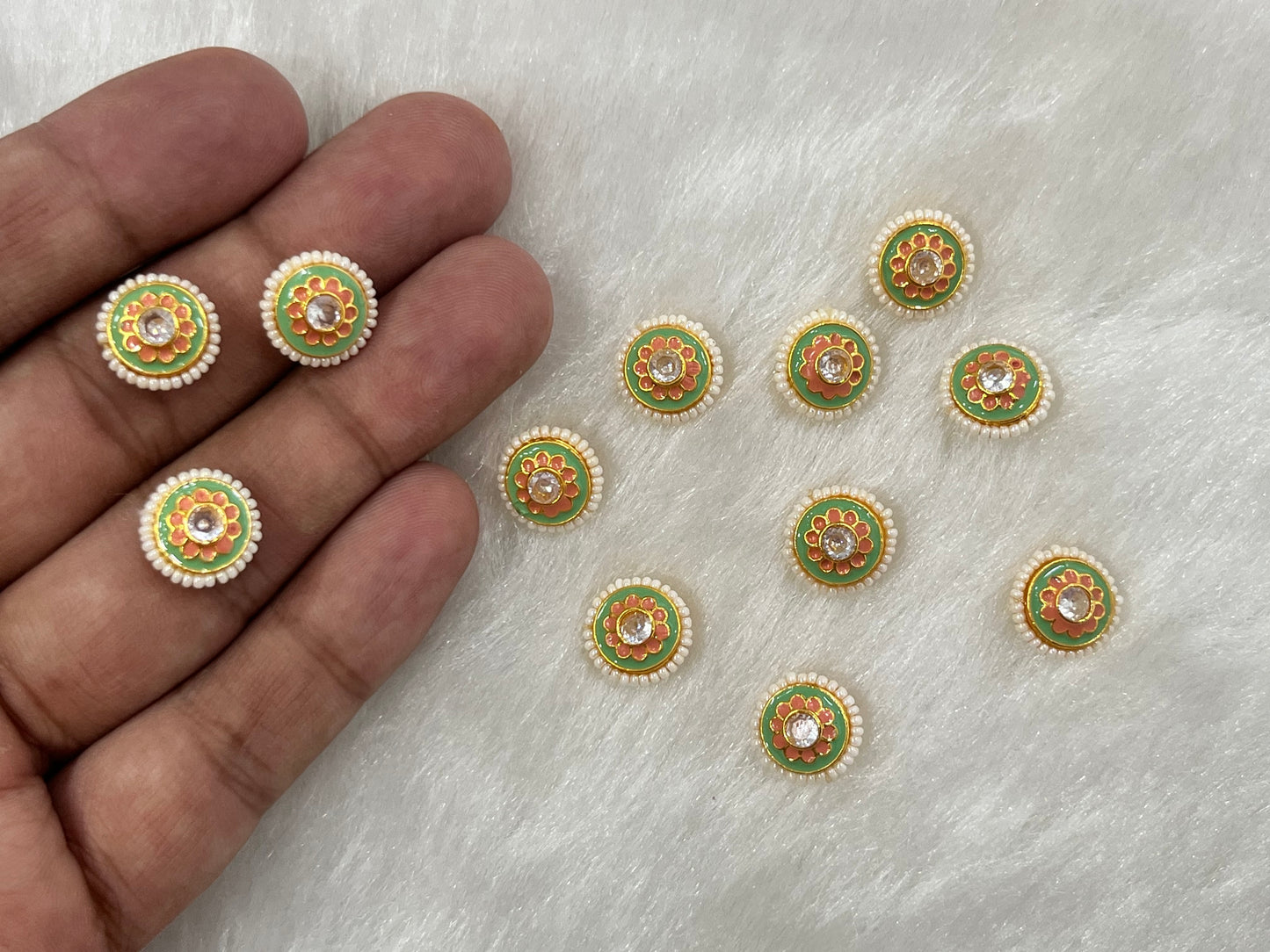Meenakari Kundan (Flower) (12 mm) (AGMK101)(24 Pcs)
