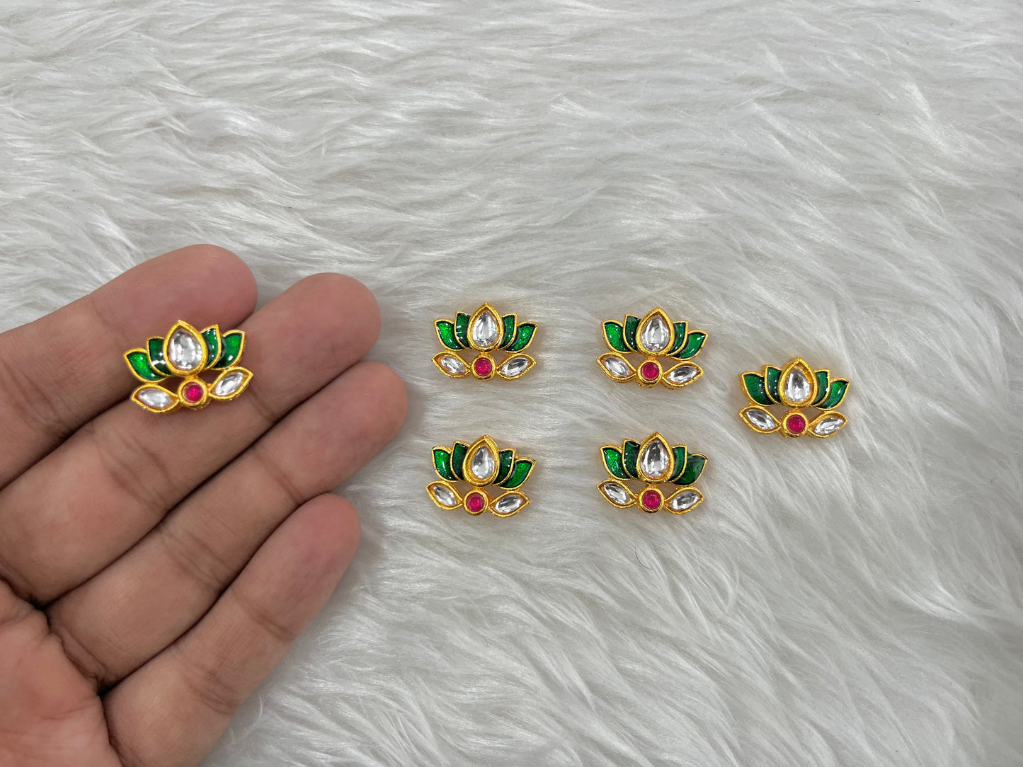 Meenakari Kundan (Lotus) (20 mm) (AGMK90) (6 Pcs)