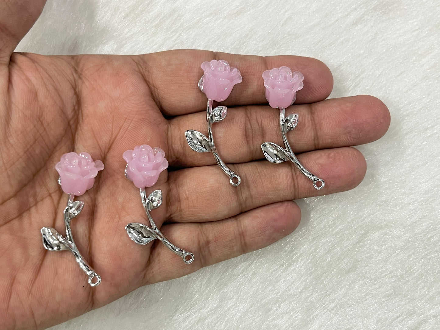 Pink Lily Charms (AGWS227) (Single Piece)