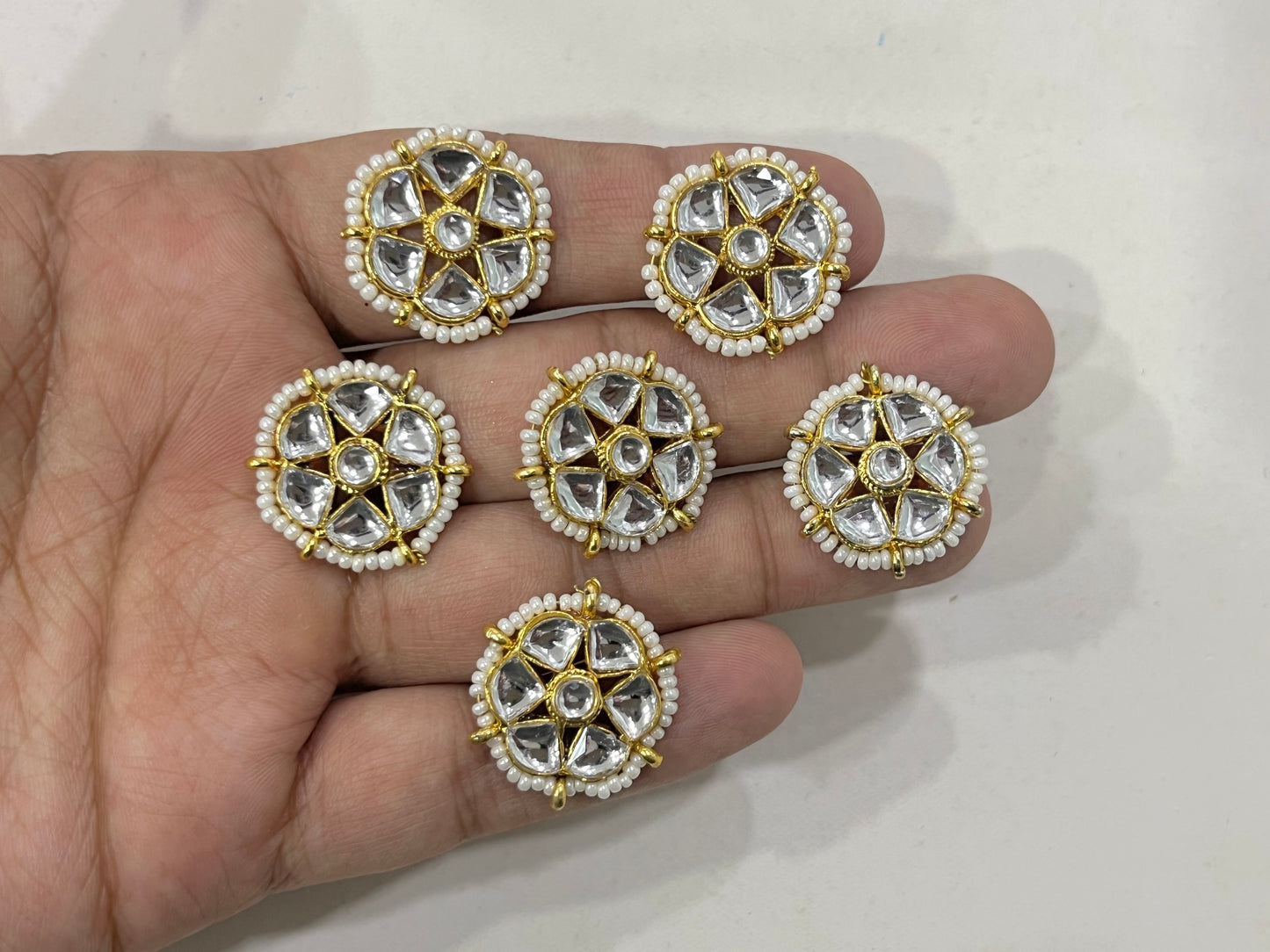 Meenakari Kundan (Flower) (24 mm) (AGMK95)(6 Pcs)