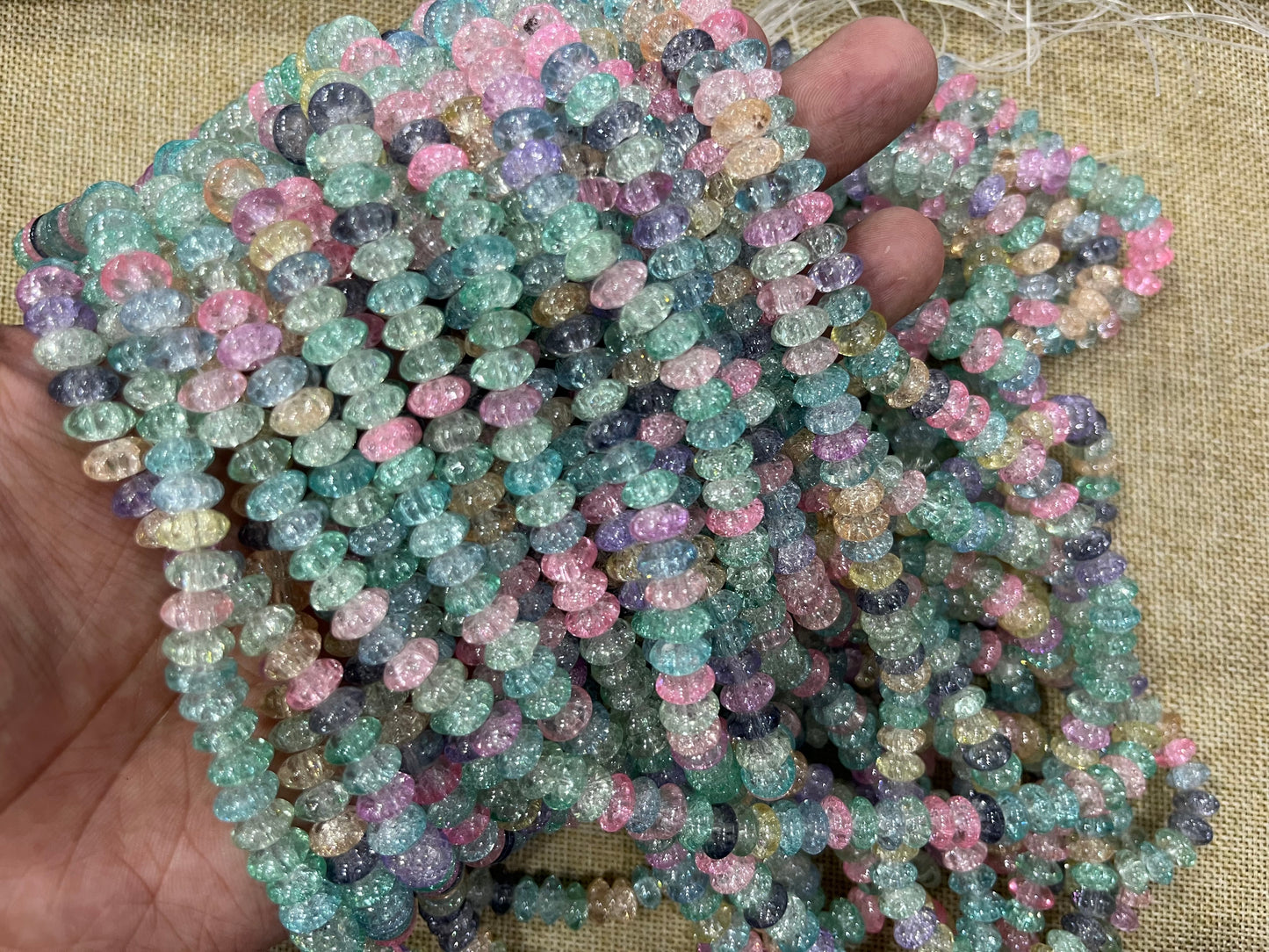 Flat Ice Crackle Beads (8x8 mm)