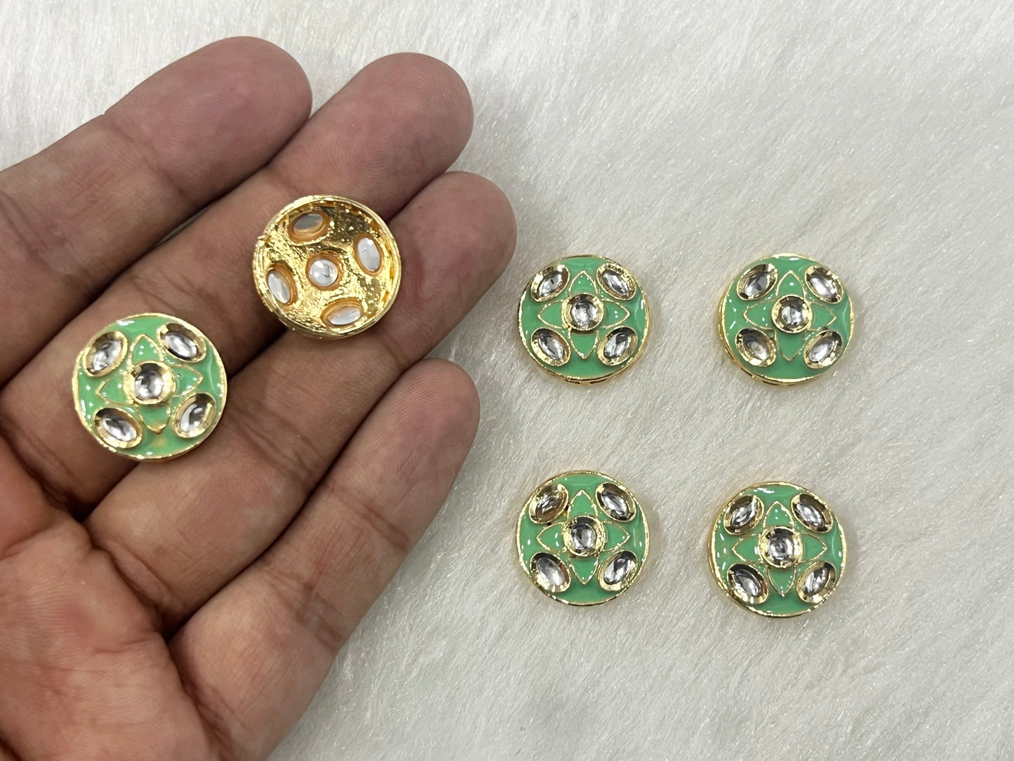 Meenakari Kundan (14 mm) (AGMK111) (6 Pcs)