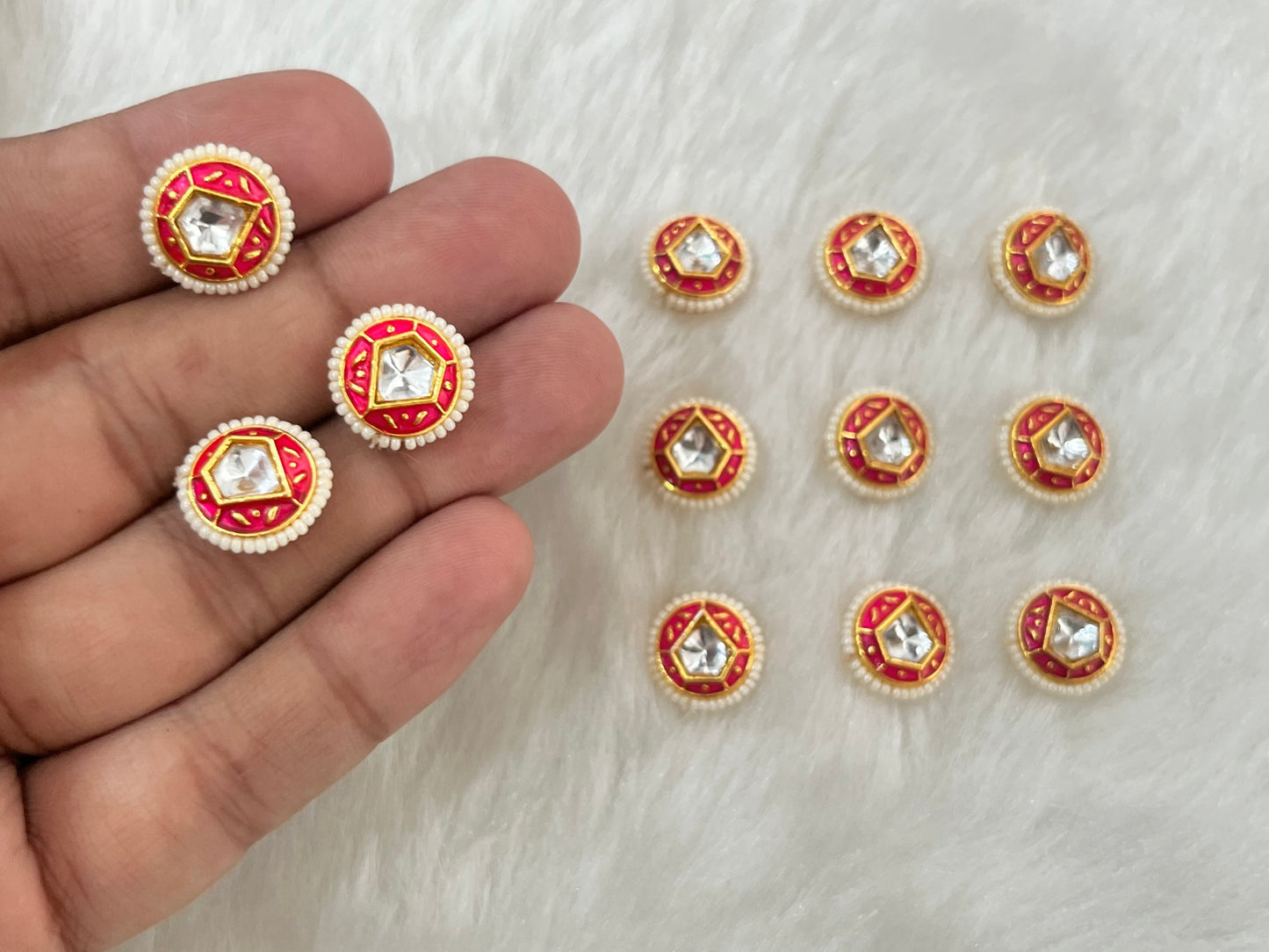 Meenakari Kundan (Round) (14 mm) (AGMK107) (12 Pcs)
