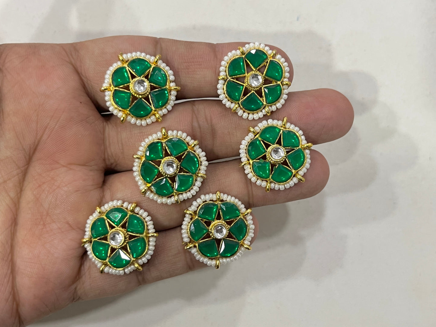Meenakari Kundan (Flower) (24 mm) (AGMK95)(6 Pcs)