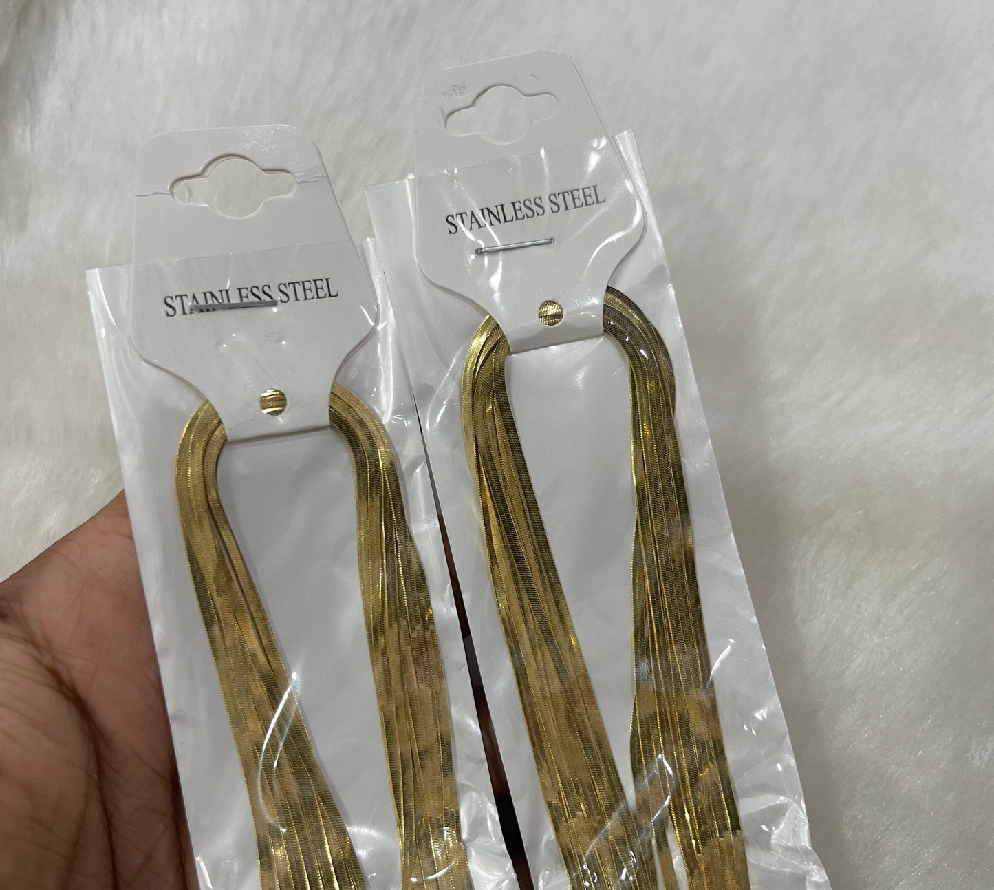 Stainless Steel Chains (Golden) (Pack of 10) (No. 9)