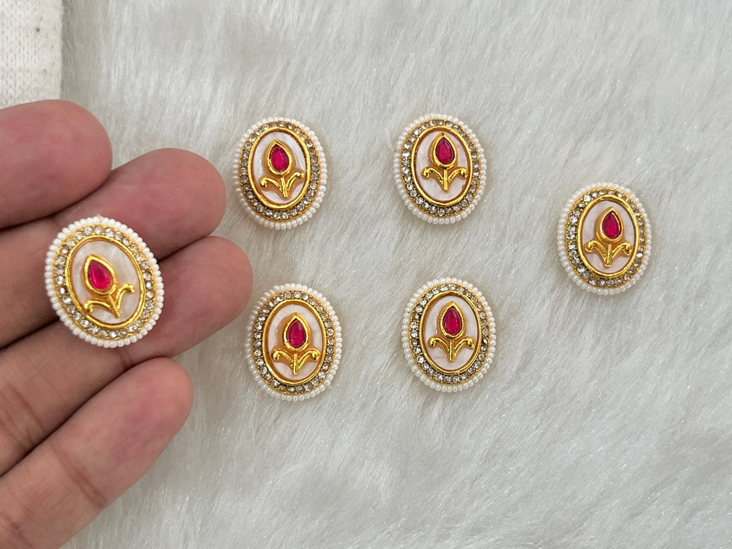 Meenakari Kundan (Oval) (22 mm) (AGMK108) (6 Pcs)