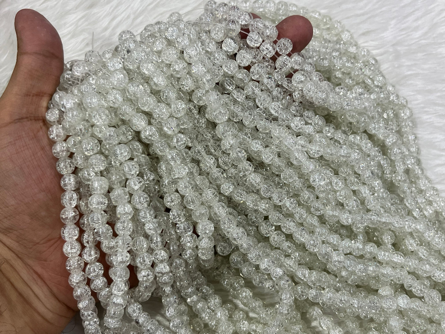 Ice Crackled Beads (8 mm) (Transparent)