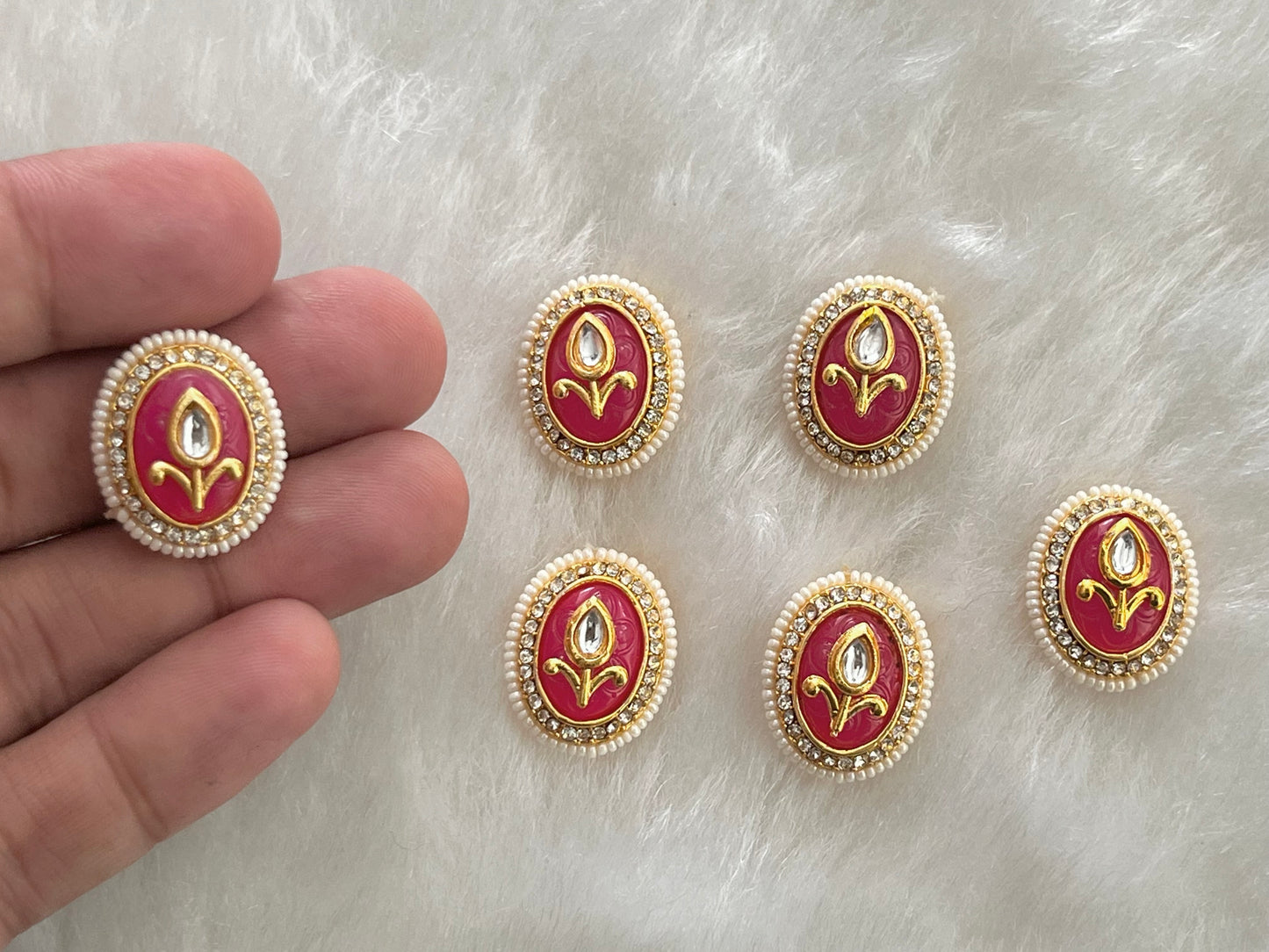 Meenakari Kundan (Oval) (22 mm) (AGMK106) (6 Pcs)