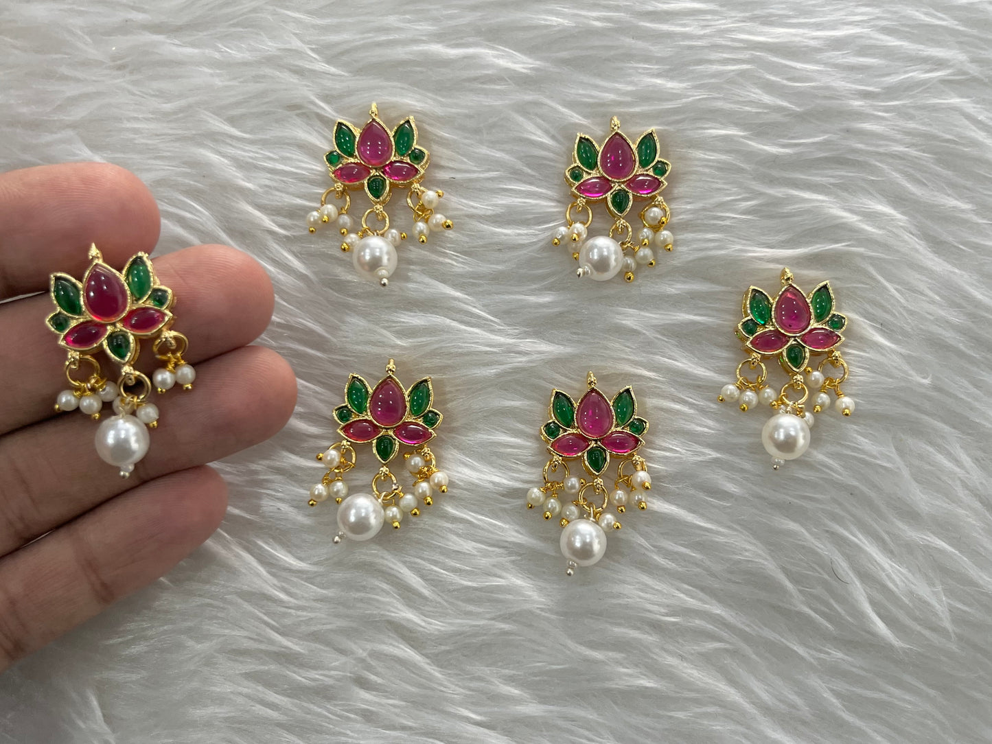 Meenakari Kundan (Lotus) (20 mm) (AGMK91) (6 Pcs)