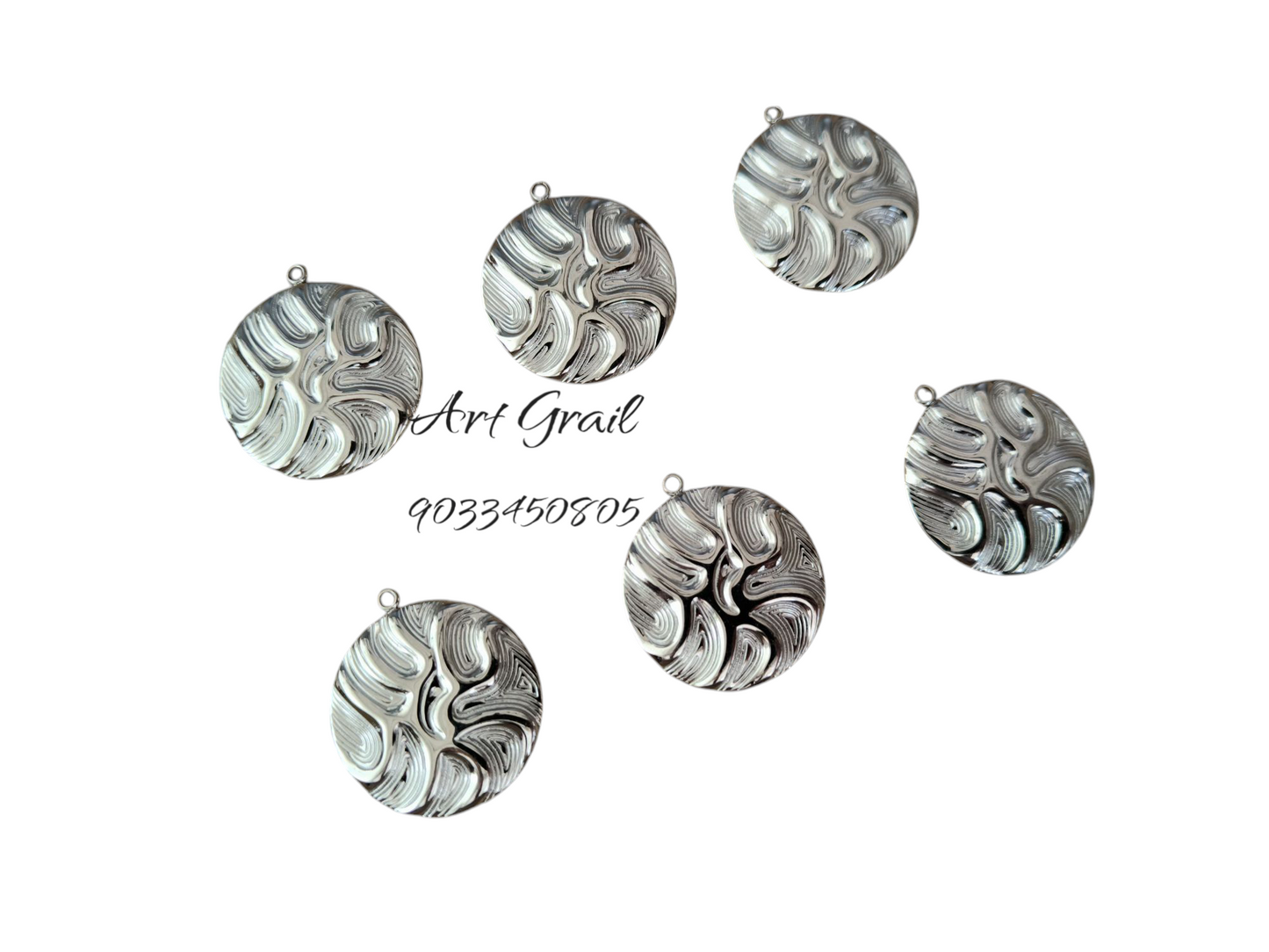 Stainless Steel Charms (AGWS131) (30 mm) (5 Pcs)