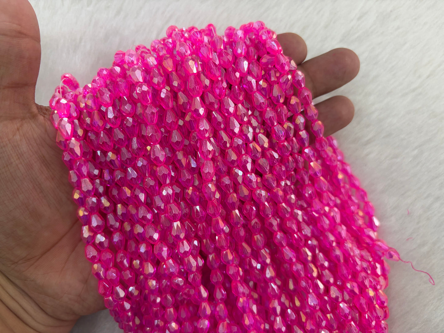 Drop Crystal Beads (6x8 mm) (Rainbow)