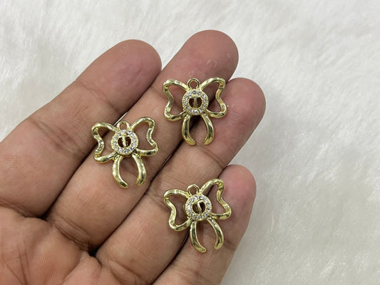 Bow Charms(AGWS251) (5 Pcs)(20 mm)