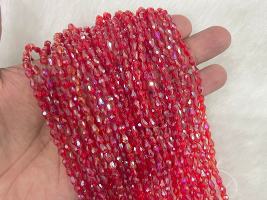 Drop Crystal Beads (4x6 mm) (Rainbow)