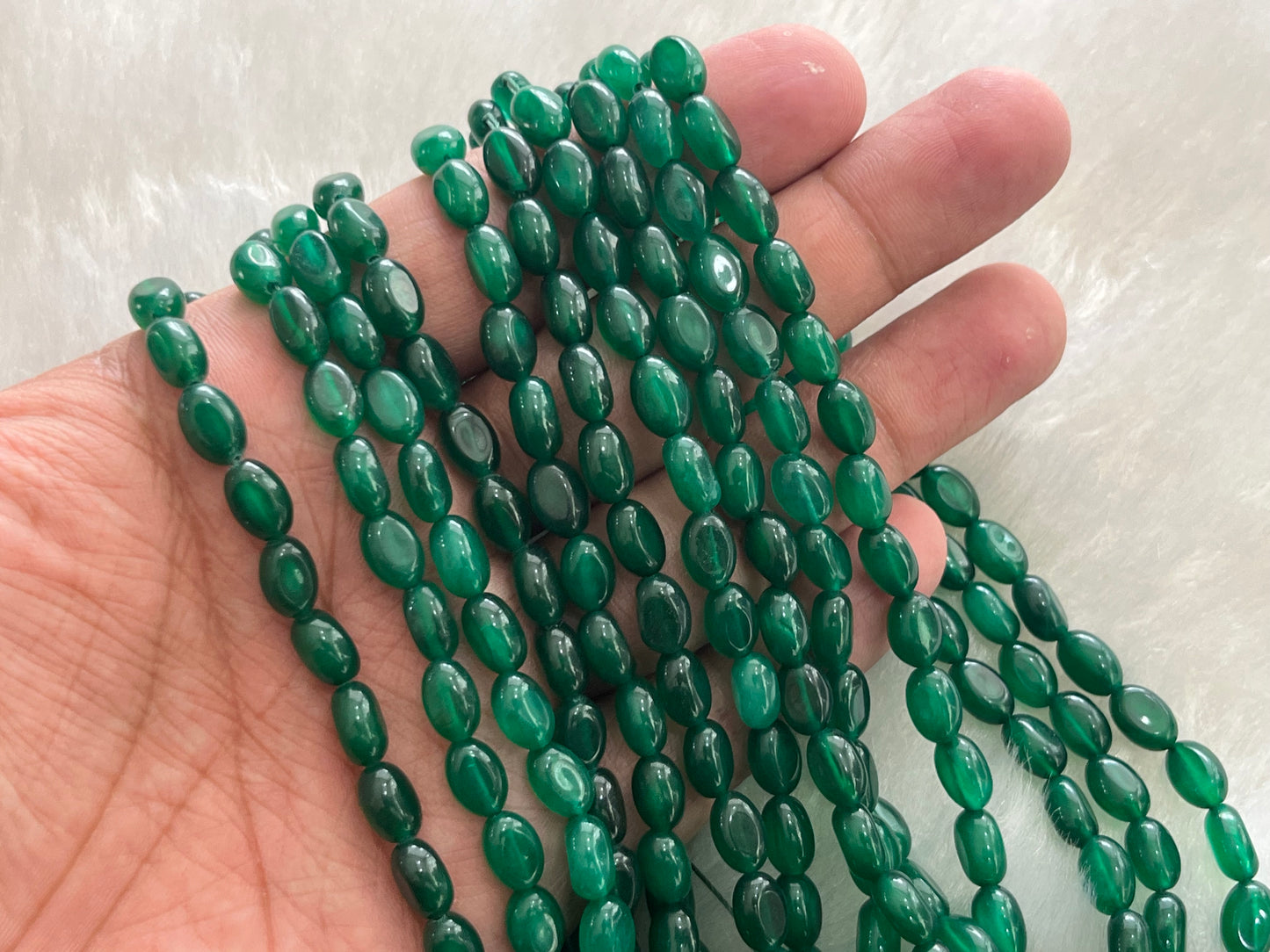 Semi-Precious Uncut Oval Beads (5x6 mm)