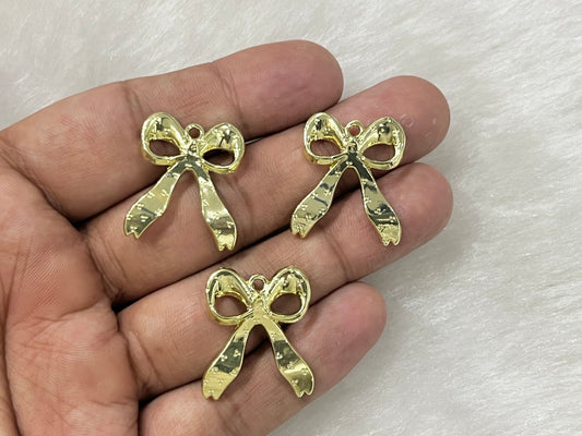 Bow Charms (AGWS263) (5 Pcs)(25 mm)