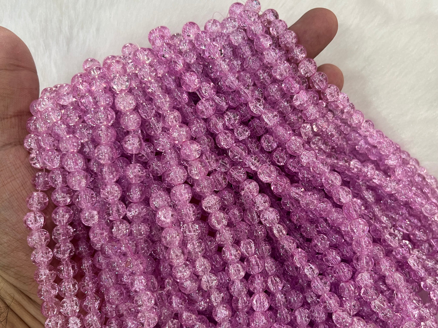 Ice Crackled Beads (8 mm) (Transparent) (Single Colour)