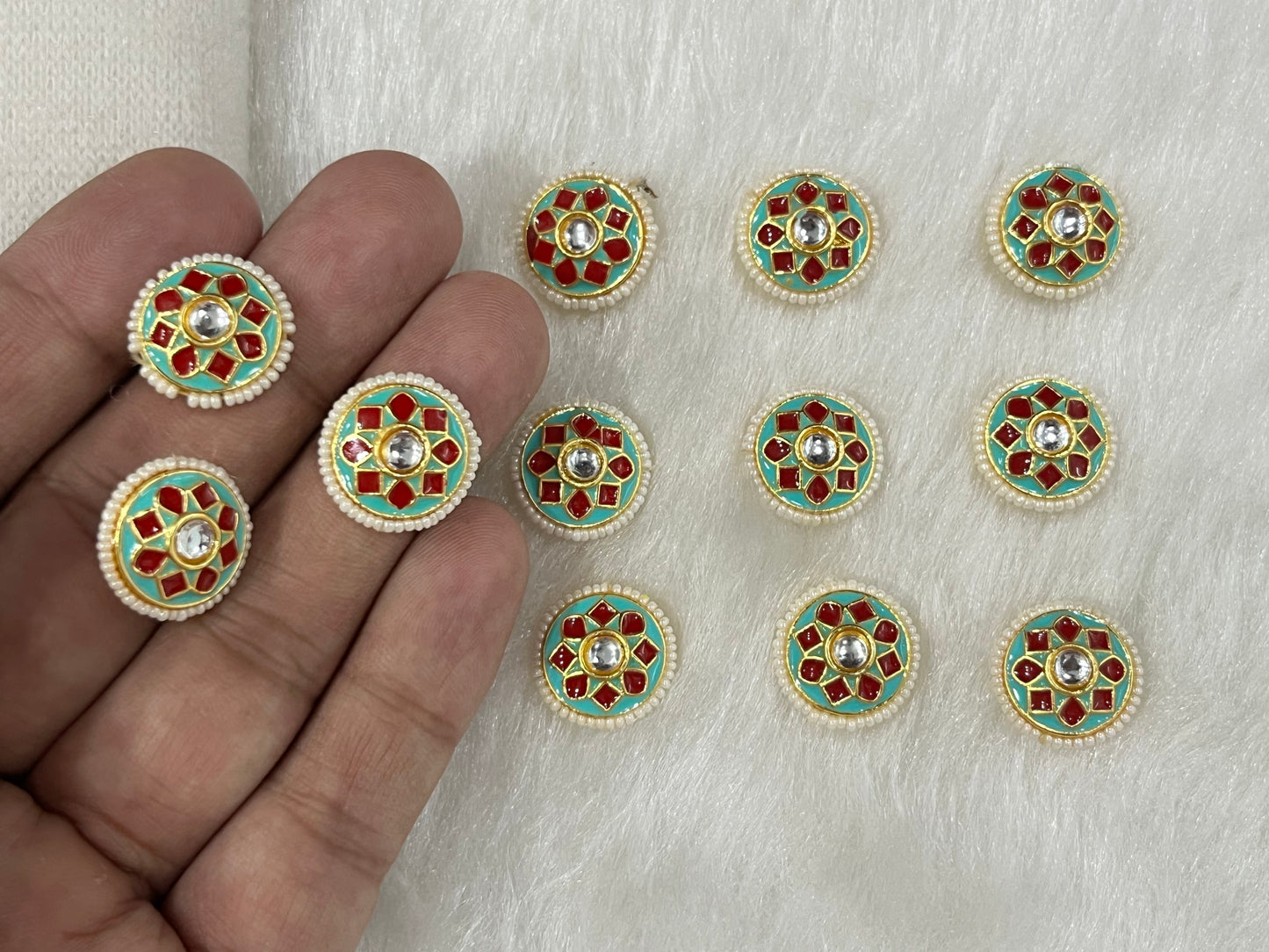 Meenakari Kundan (Flower) (16 mm) (AGMK102)(16 Pcs)