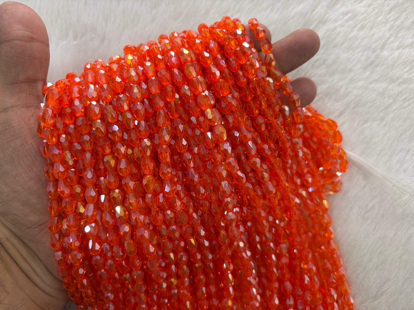 Drop Crystal Beads (6x8 mm) (Rainbow)