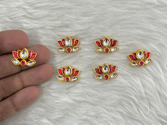 Meenakari Kundan (Lotus) (20 mm) (AGMK90) (6 Pcs)