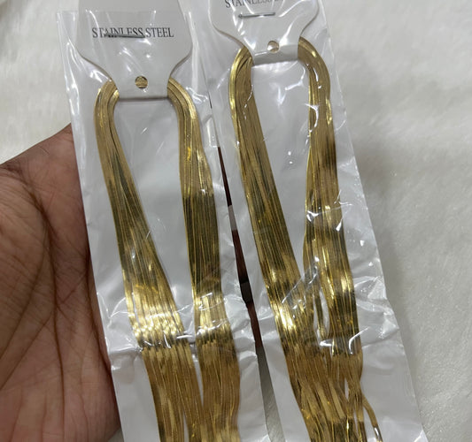 Stainless Steel Chains (Golden) (Pack of 10) (No. 9)