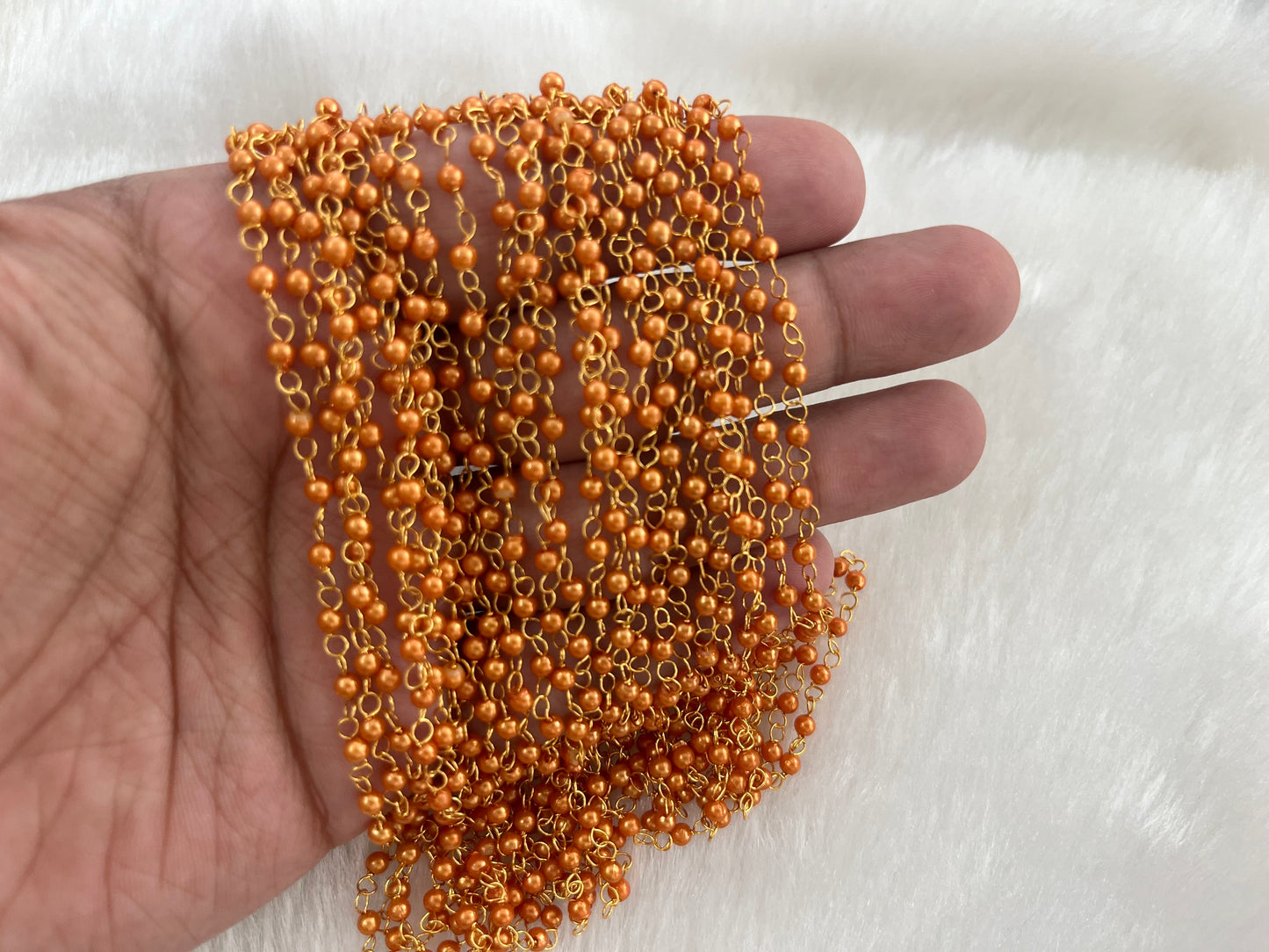 Coloured Pearl Link Chains (5 Mtr Bunch) (3 mm)