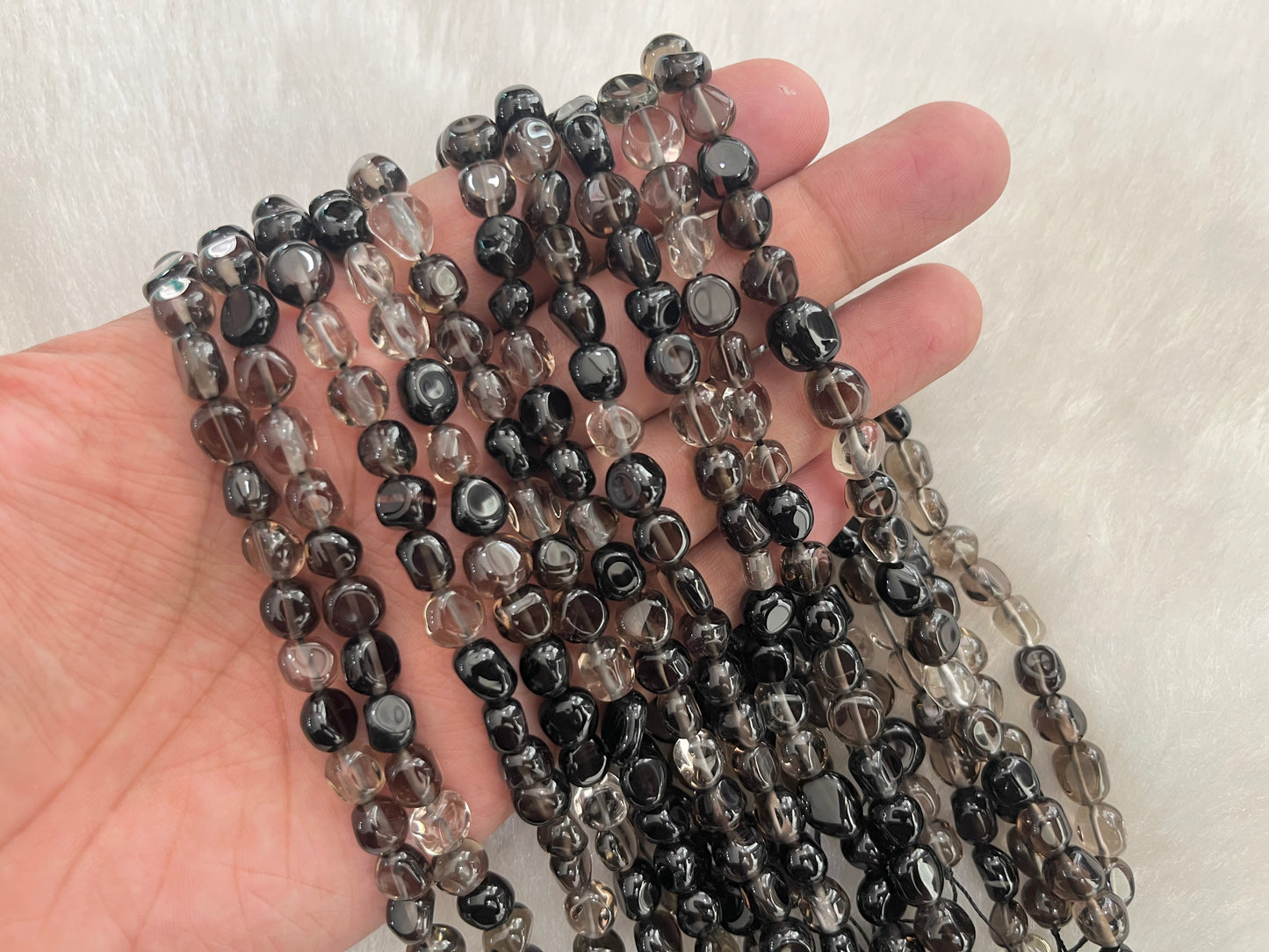 Semi-Precious Uncut Oval Beads (5x6 mm)