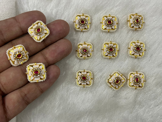 Meenakari Kundan (Square) (17 mm) (AGMK105) (12 Pcs)