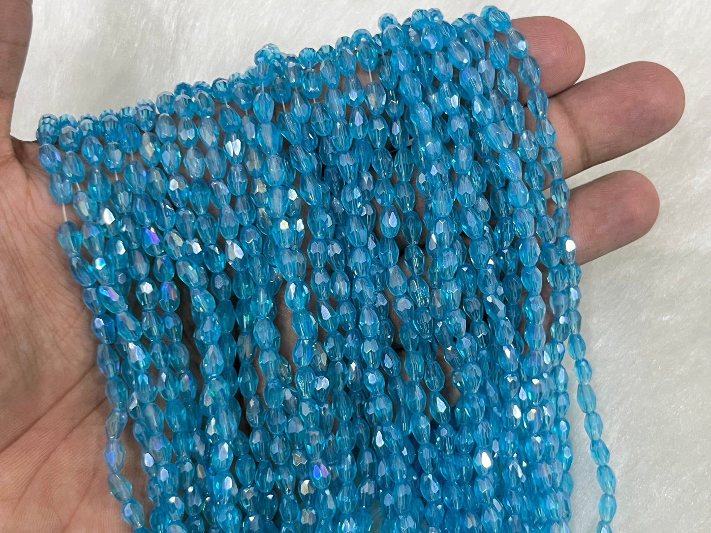 Drop Crystal Beads (4x6 mm) (Rainbow)