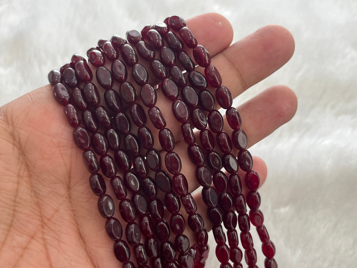 Semi-Precious Uncut Oval Beads (5x6 mm)