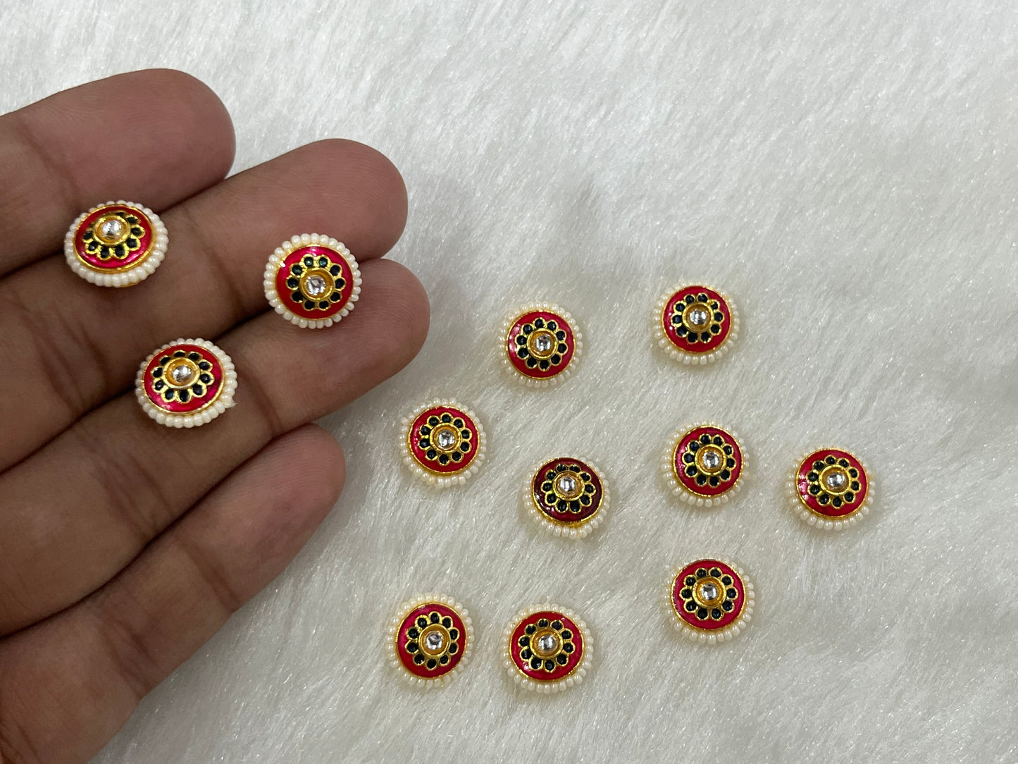Meenakari Kundan (Flower) (12 mm) (AGMK101)(24 Pcs)