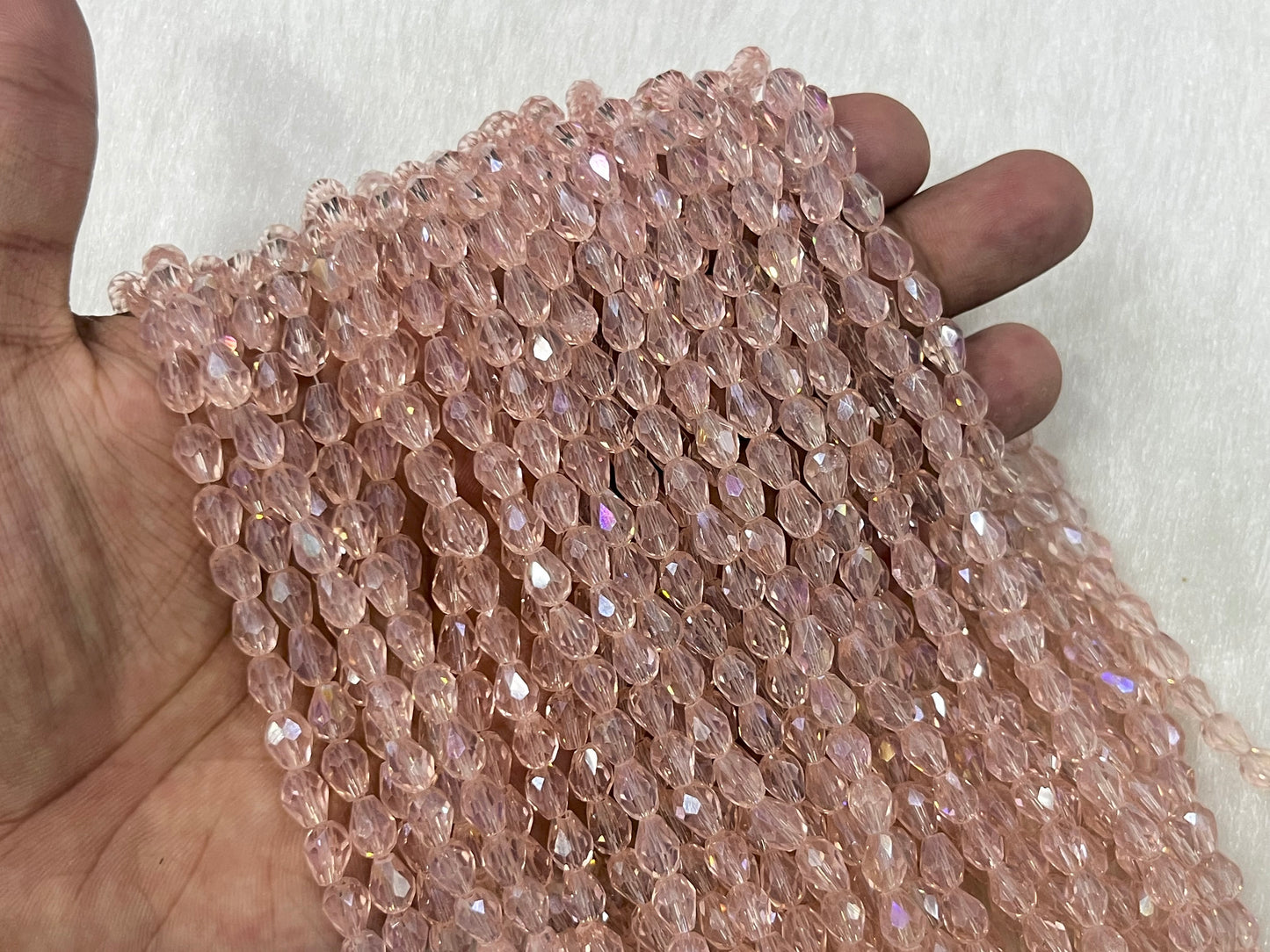 Drop Crystal Beads (6x8 mm) (Rainbow)