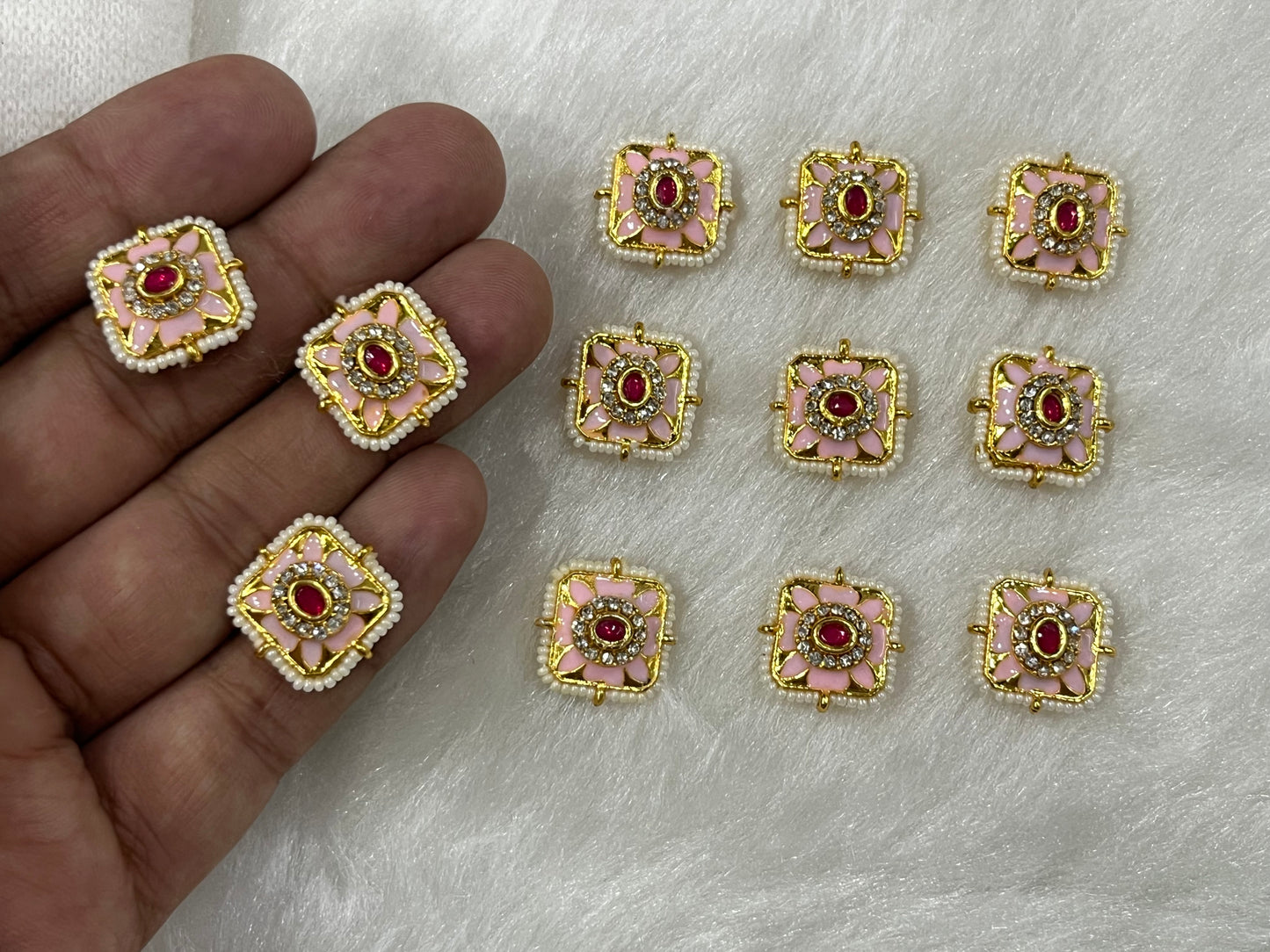 Meenakari Kundan (Square) (17 mm) (AGMK105) (12 Pcs)