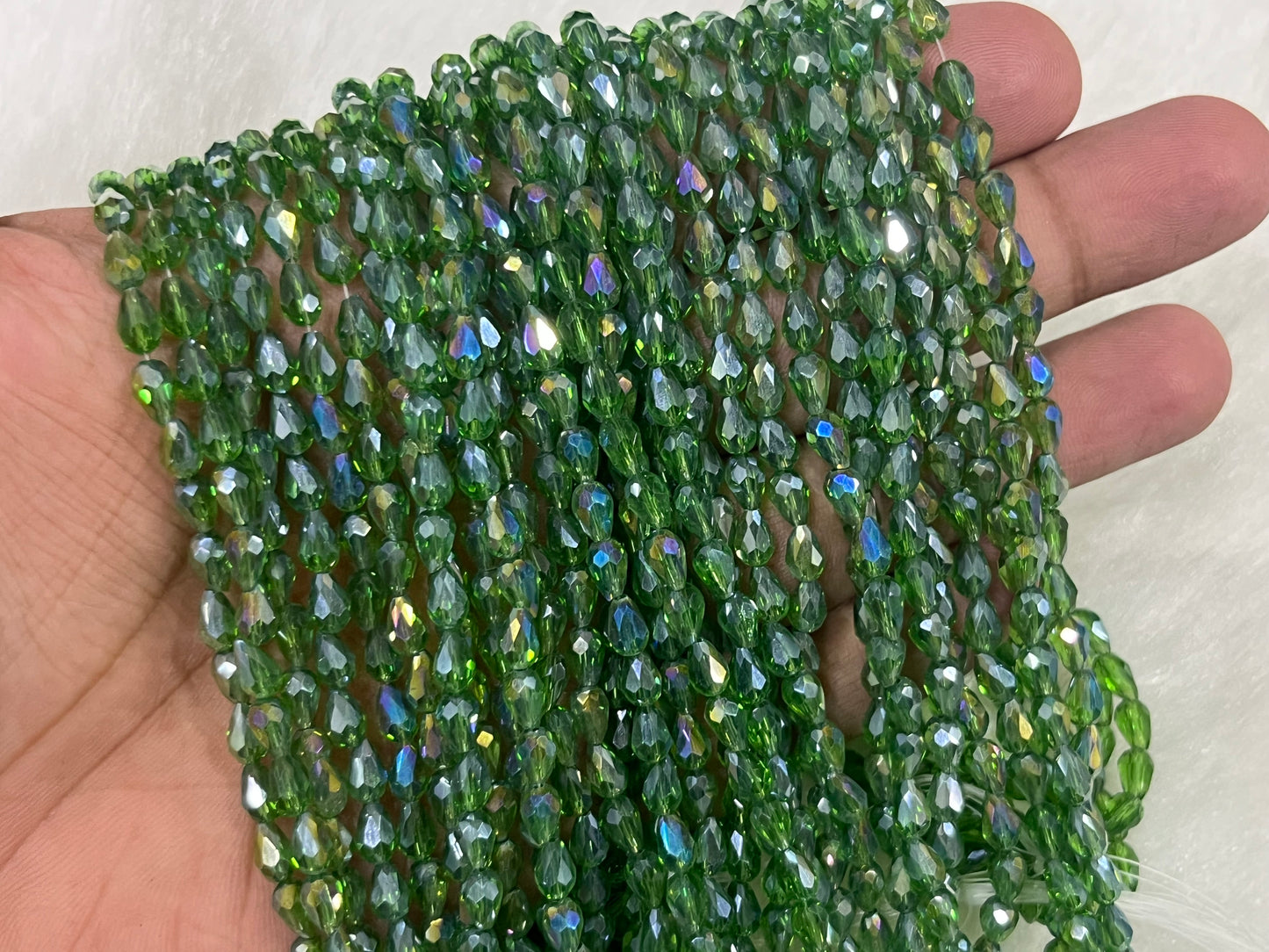 Drop Crystal Beads (4x6 mm) (Rainbow)