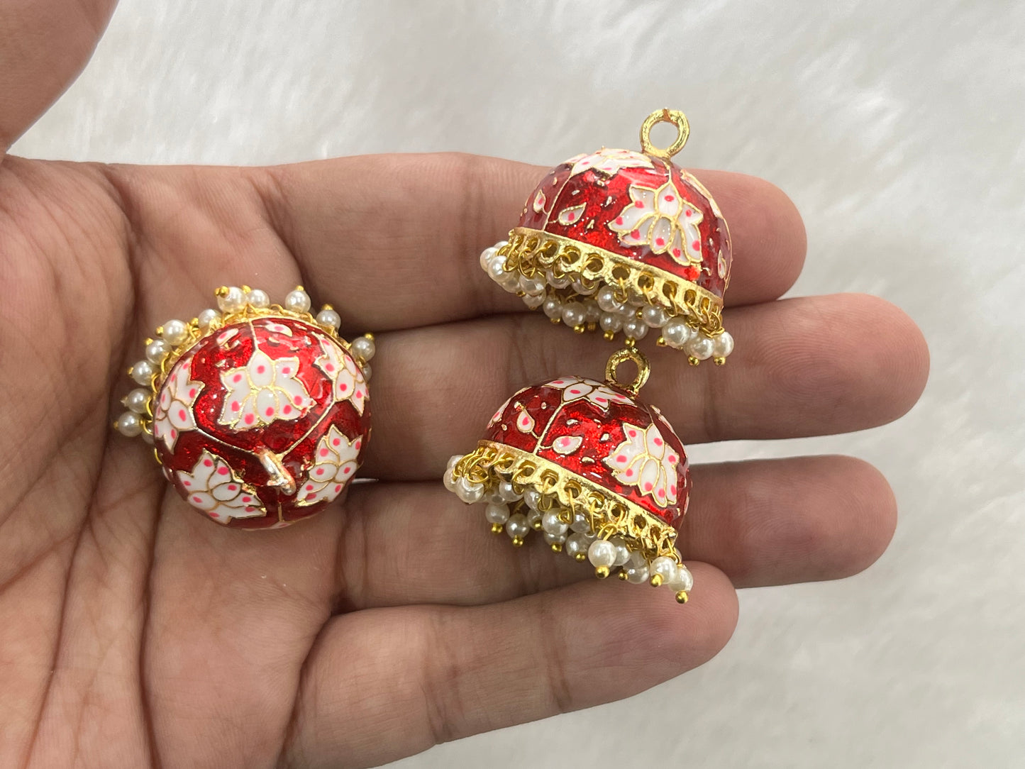 Meenakari Jhumkas (Lotus) (AGMK96)(2 Pcs)