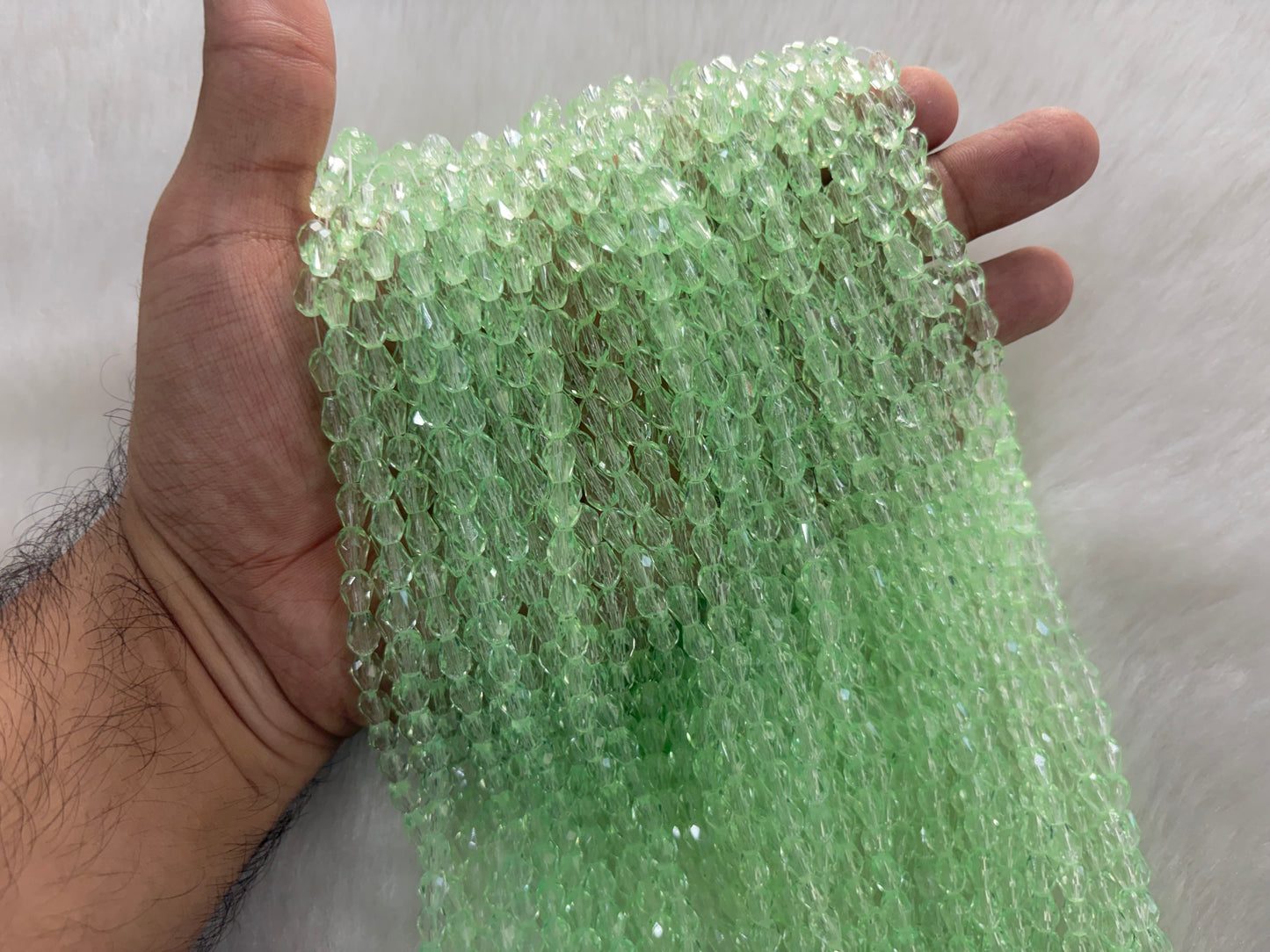Drop Crystal Beads (6x8 mm) (Rainbow)